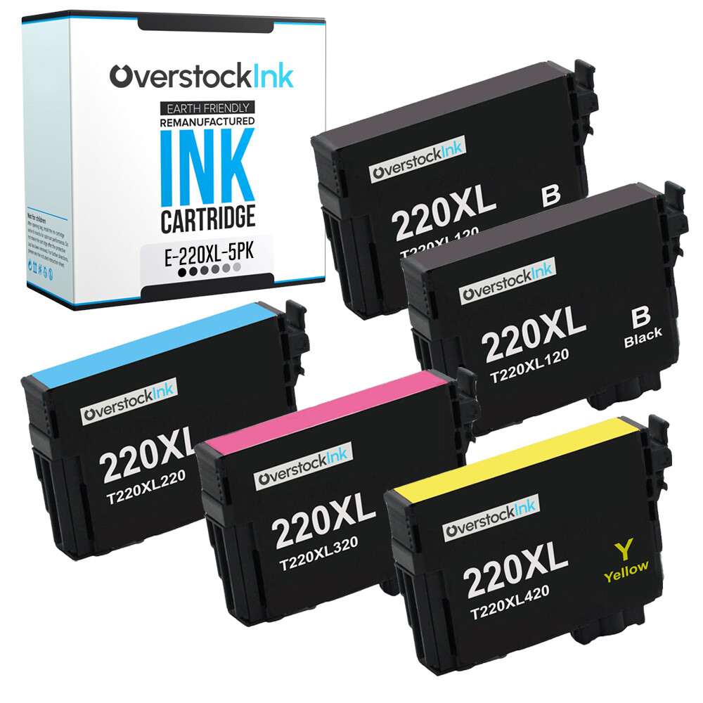 5-Pack T220XL 220XL Ink Cartridges Fits Epson Expression XP-320 XP-420 XP-424