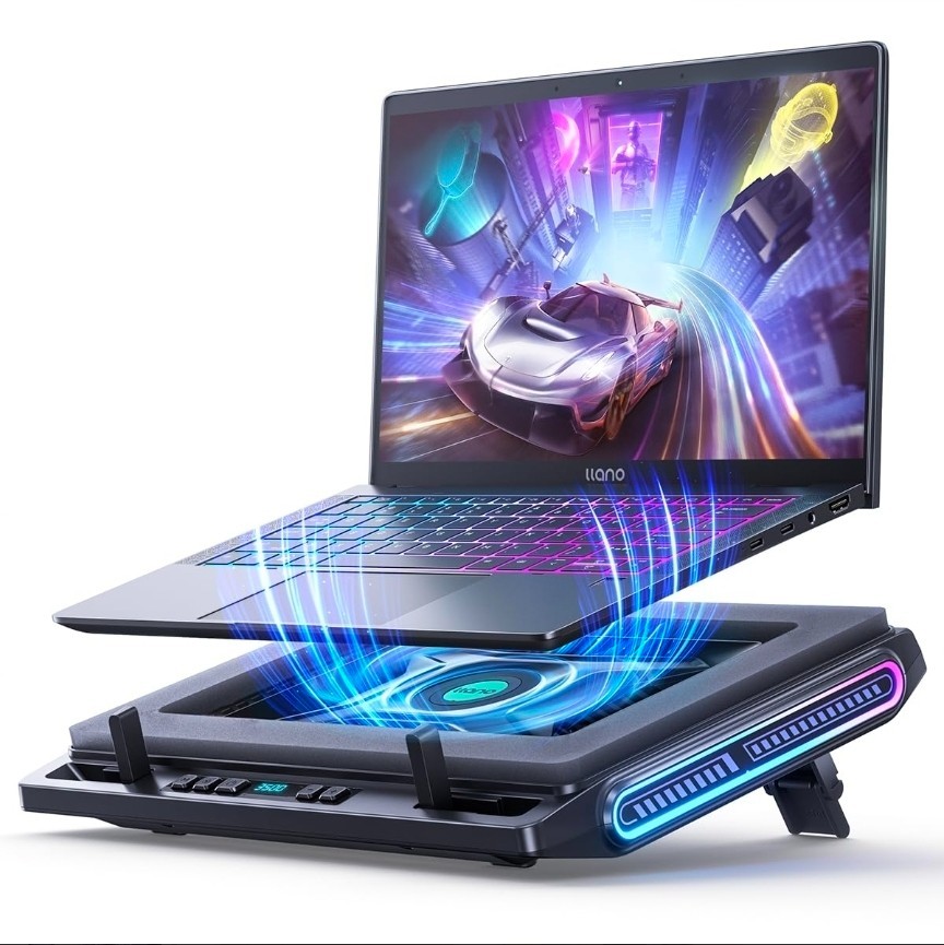 Gaming Laptop Cooling Pad 13"-17.3" 3500RPM RGB LLANO V10 Adapter Included