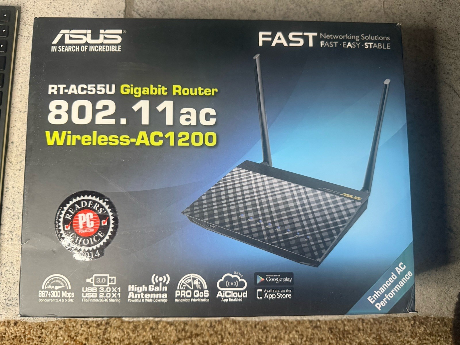 ASUS RT-AC55U Dual-Band Wireless-AC1200 Gigabit Router – Complete in Box