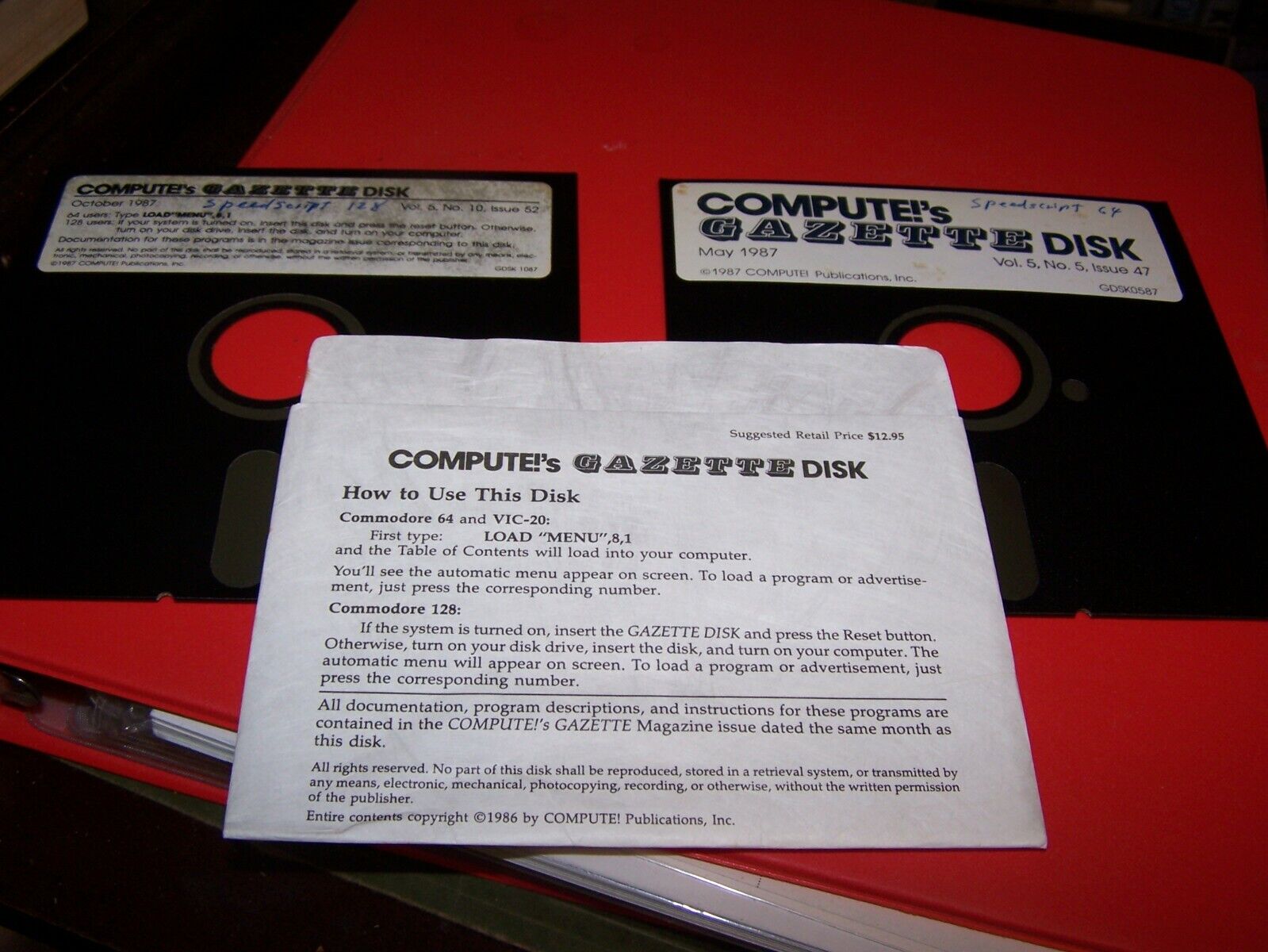 Lot of 2 Compute's Gazette Disks from 1987 for Commodore 64