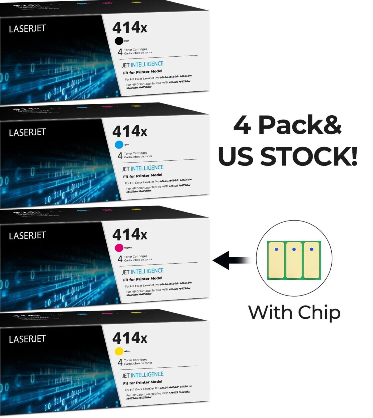 Generic 414X 4x Color Set Toner Cartridge W2020X W2021X W2022X W2023X Sealed New