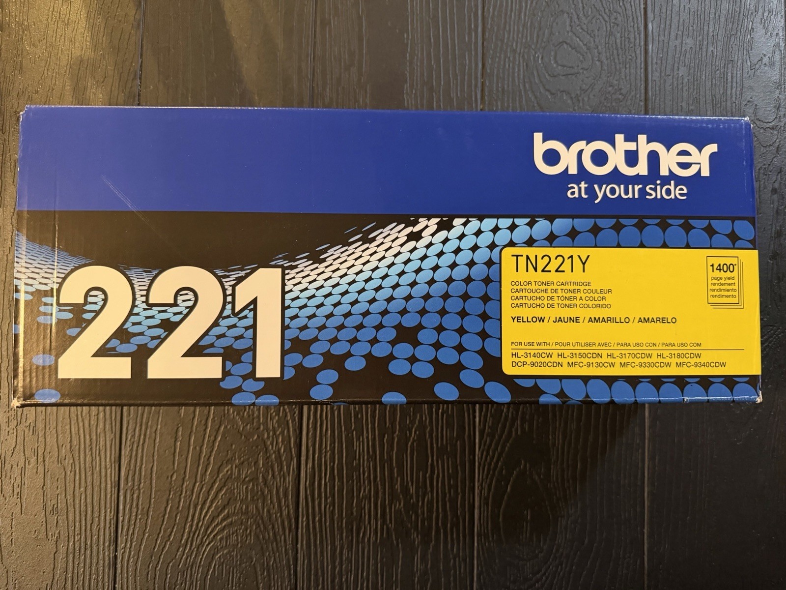 Brother TN221Y Genuine Standard Yield Toner Cartridge (1400PG) Yellow New Sealed