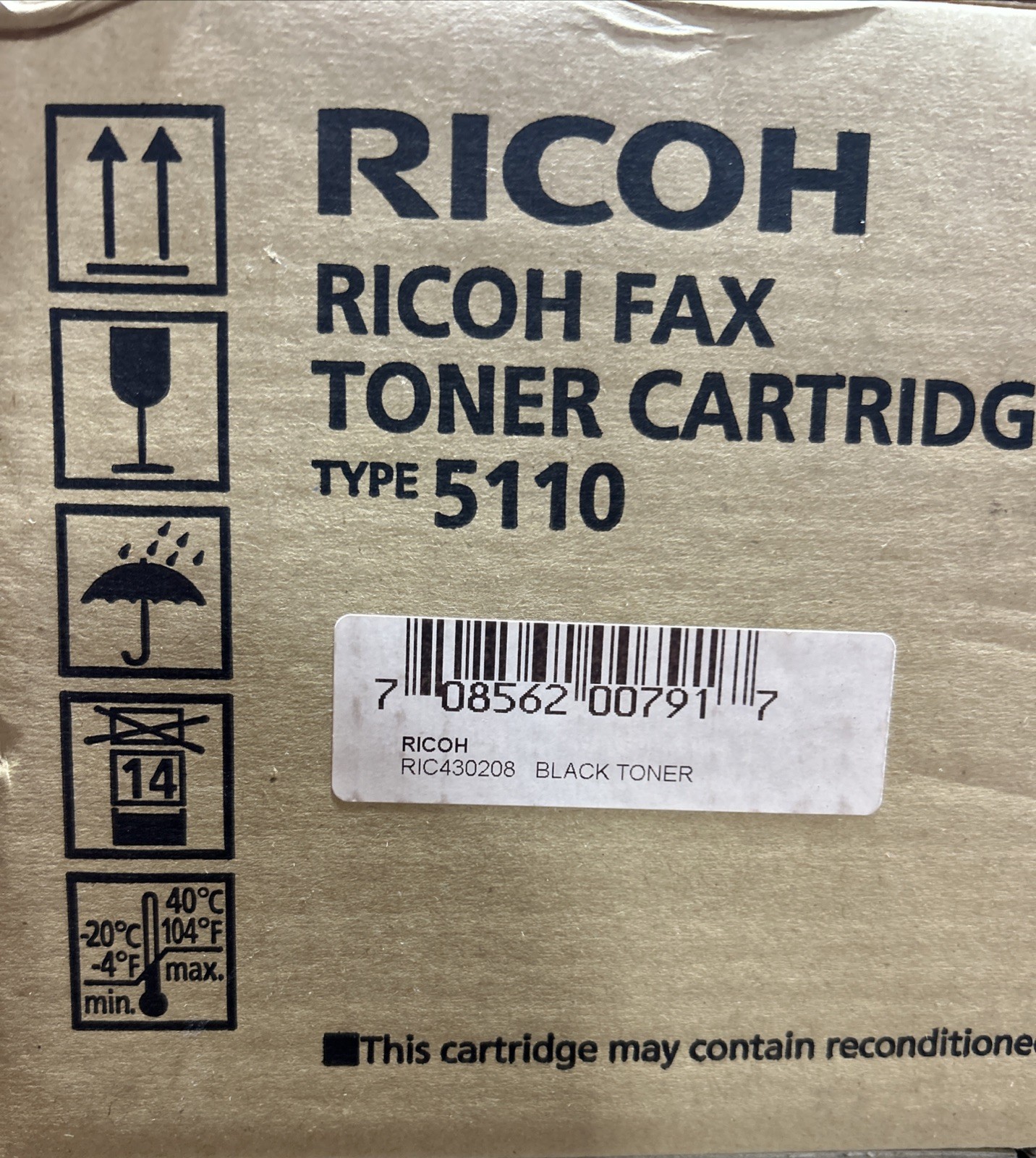 NEW OS GENUINE Ricoh 430208 H190-94 Black Toner Cartridge Type 5110 NG
