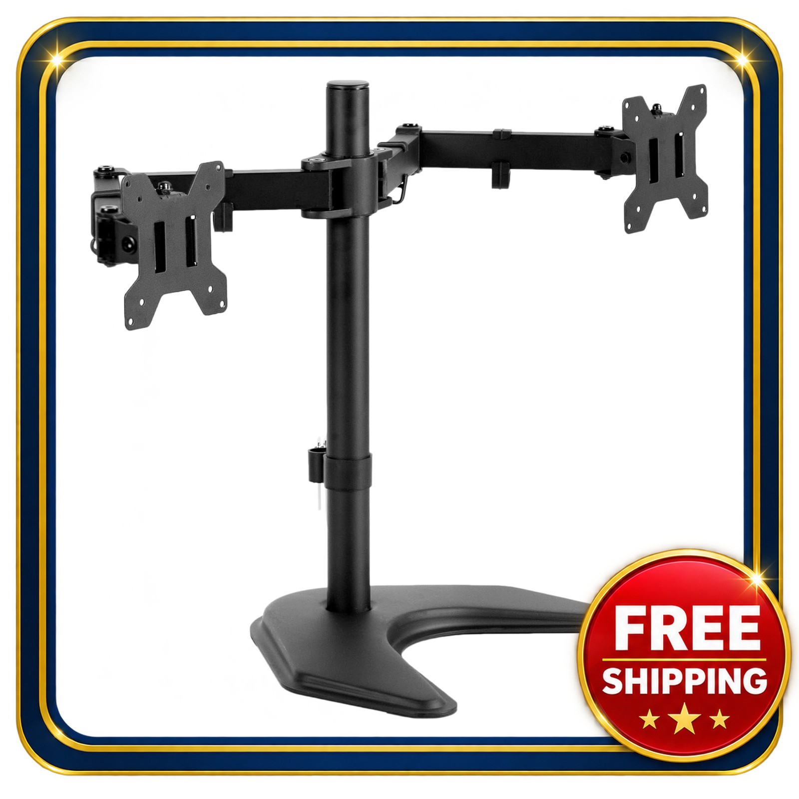 Dual Monitor Stand VIVO 13-27 inch Adjustable Desk Mount with Cable Clips
