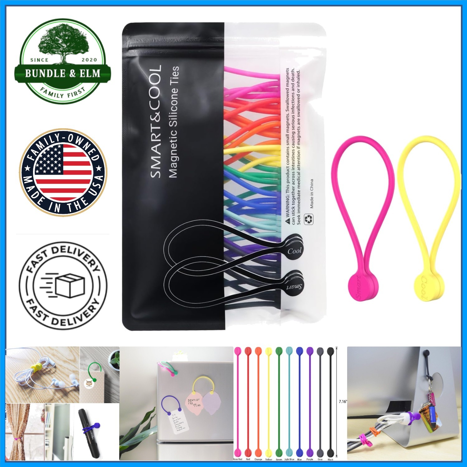 Multifunctional Magnetic Ties for Organizing Cables, Pens and Hair Accessories