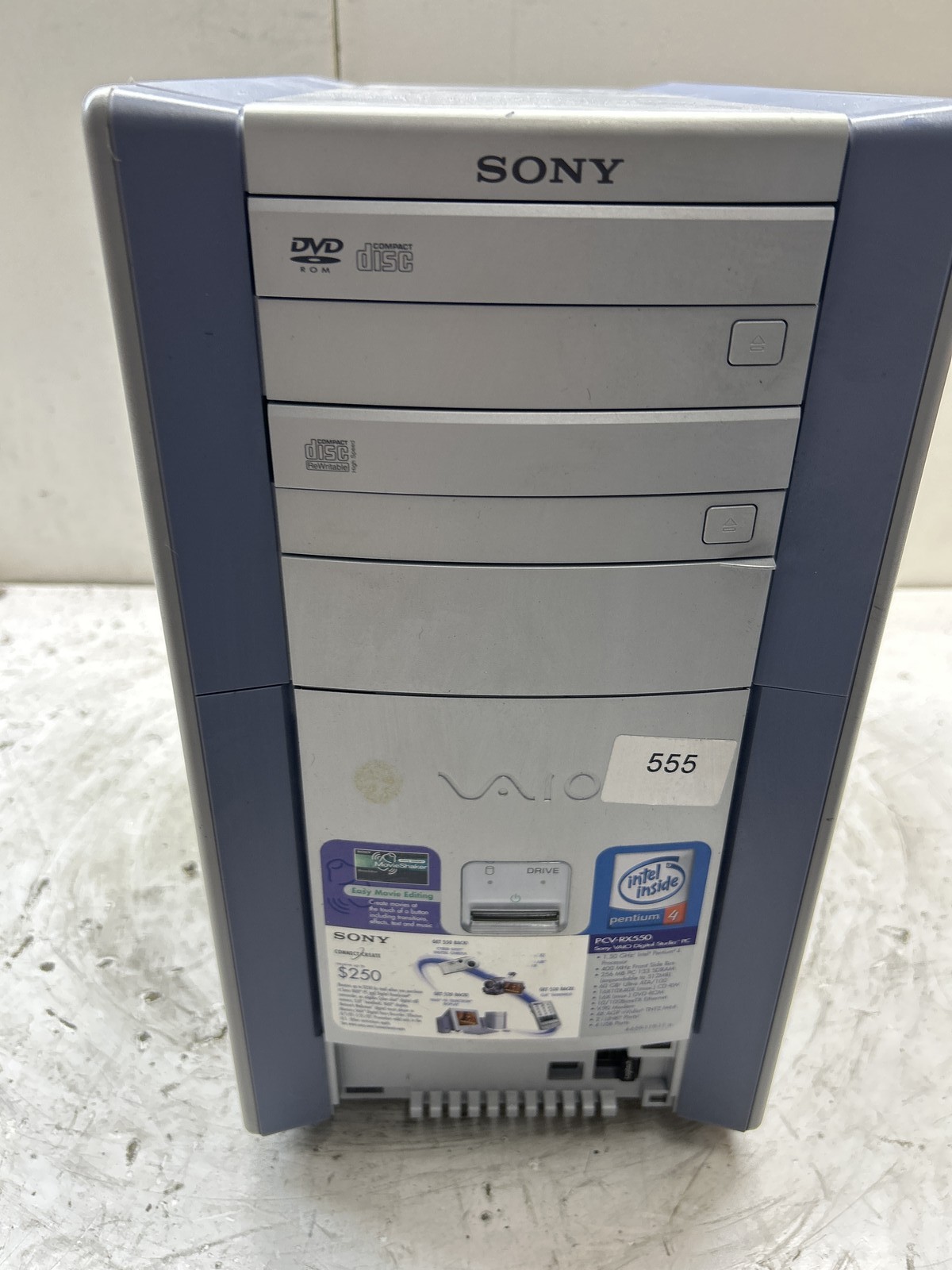Sony Vaio PCV-RX550 Intel Pentium 4 1.50GHz 256MB NO HDD