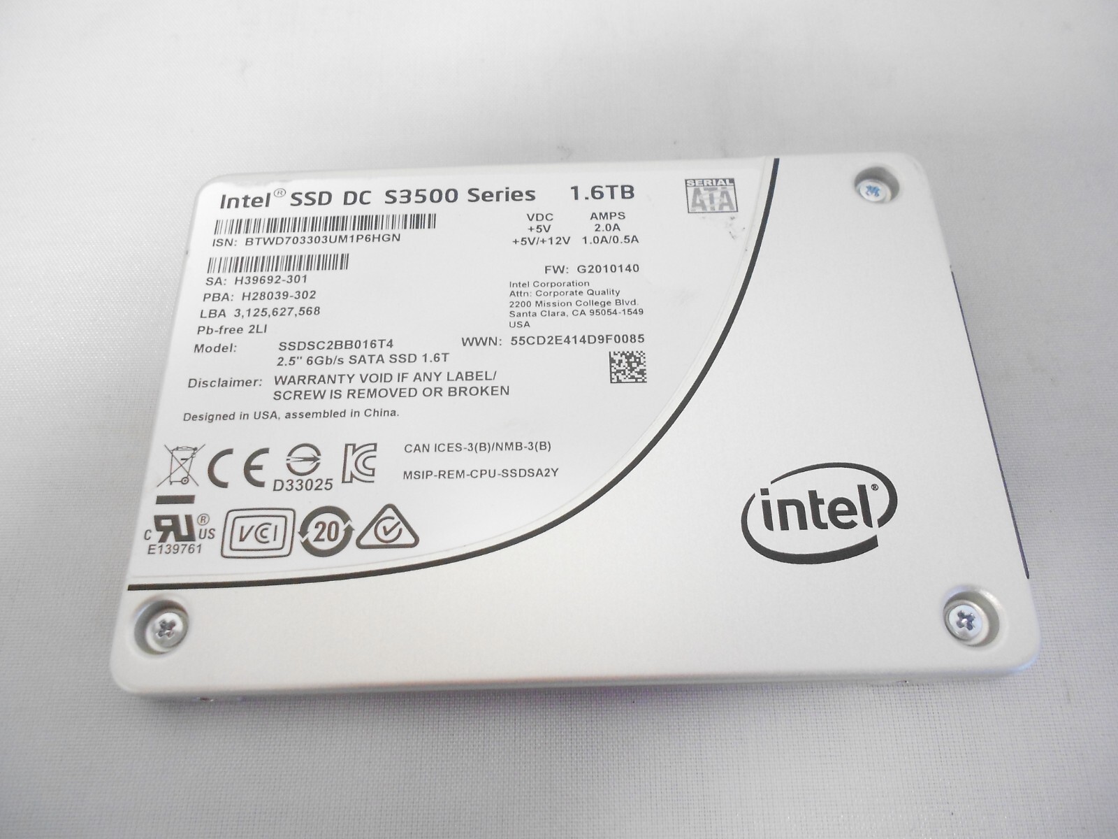 Nimble SAN Storage 1.6TB SSD Solid State Drive CS300 CS500 CS700 ES1-H85