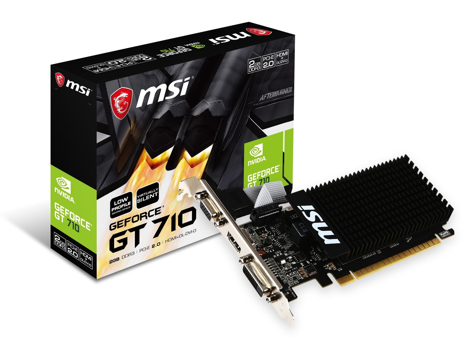 MSI Fanless Low-Profile GeForce GT 710 Graphics Card, 2GB Memory Model (GT 710 2