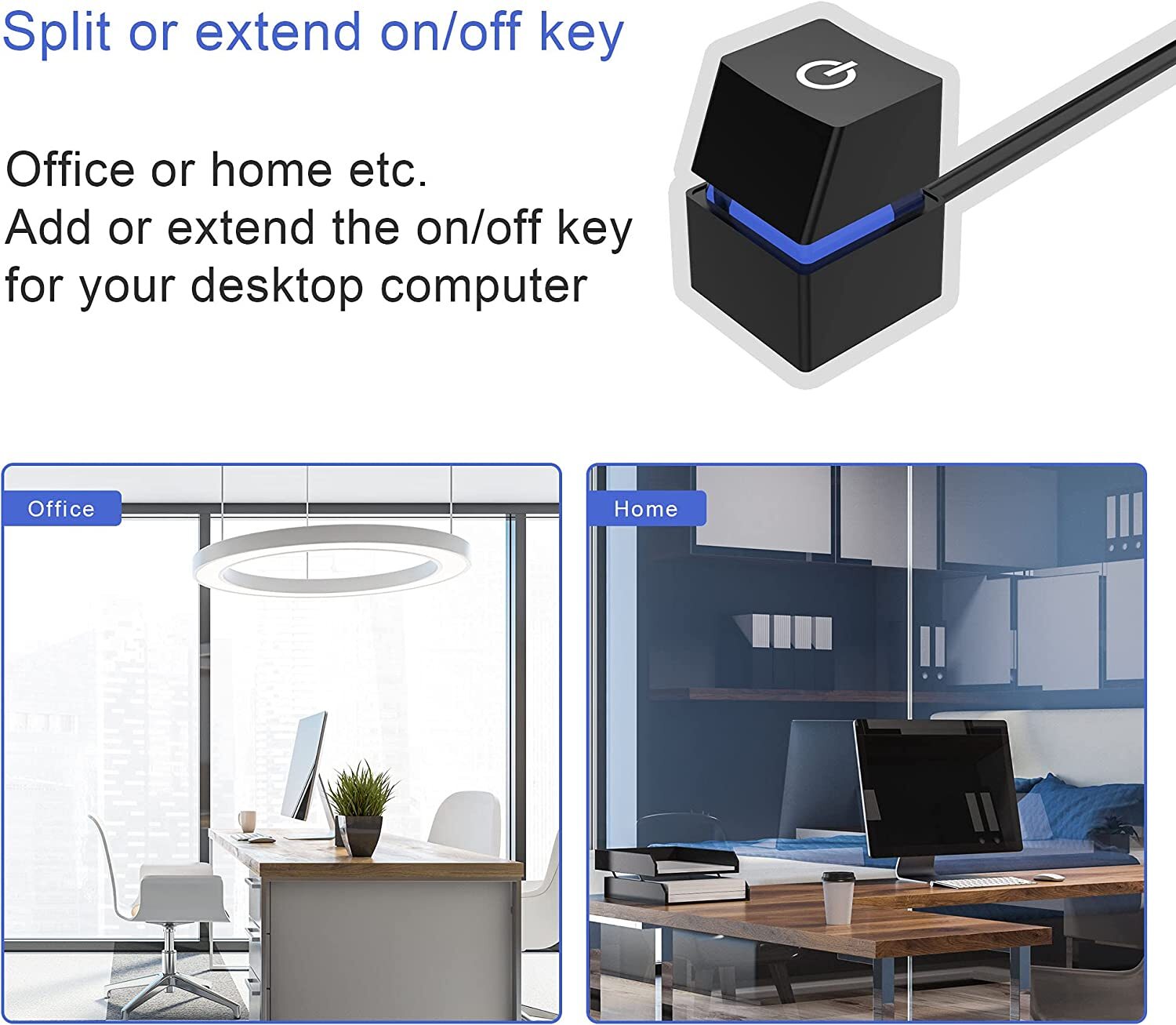 1Pcs New External Remote Start Pc Computer Power Switch Button Extension Cable