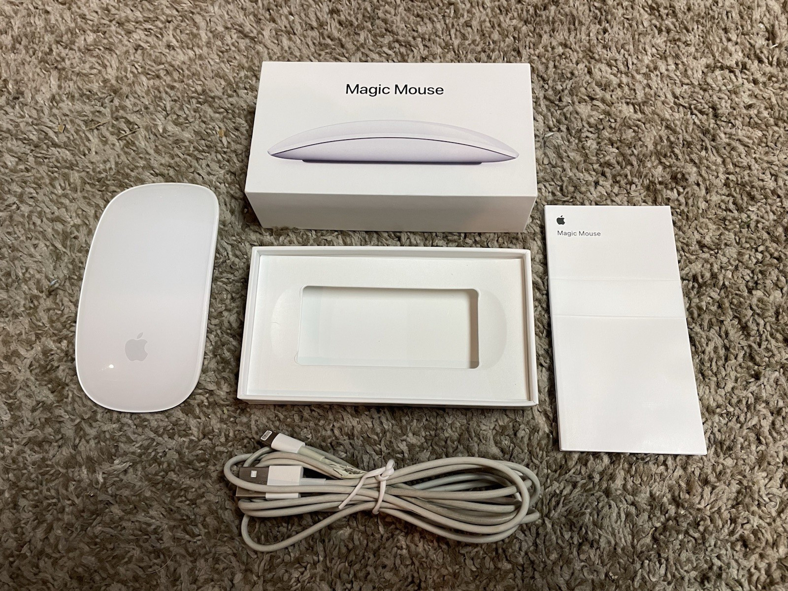 Apple Magic Mouse White A1296 w/Charging Cable Instructions & Original Box