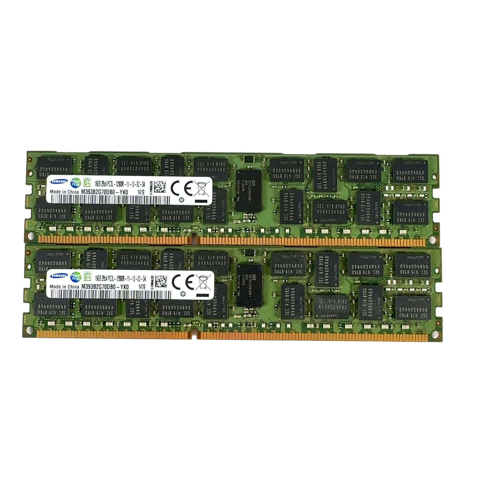 Lot of 2 Samsung 16GB DDR3 ECC RDIMM Server Memory RAM – M393B2G70DB0‑YK0