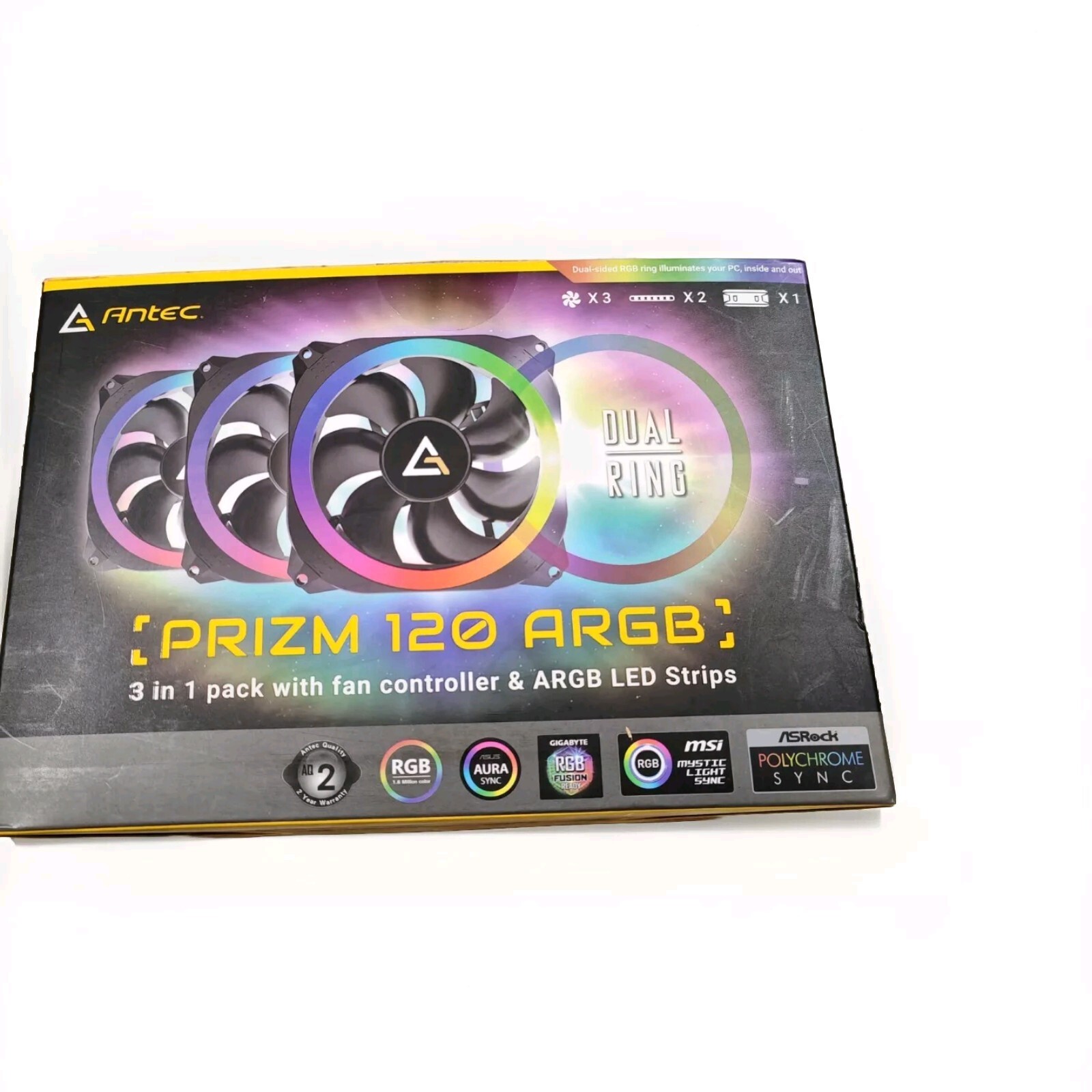Antec Fan Prizm 120 ARGB 3+2+C 3 in 1 pack w fan controller & ARGB LED Strips