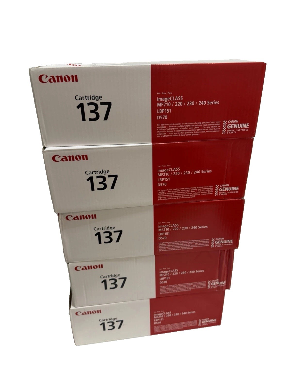 Lot Of 5 Genuine Canon Cartridge 137 Laser Printer Toner Black Brand New Sealed