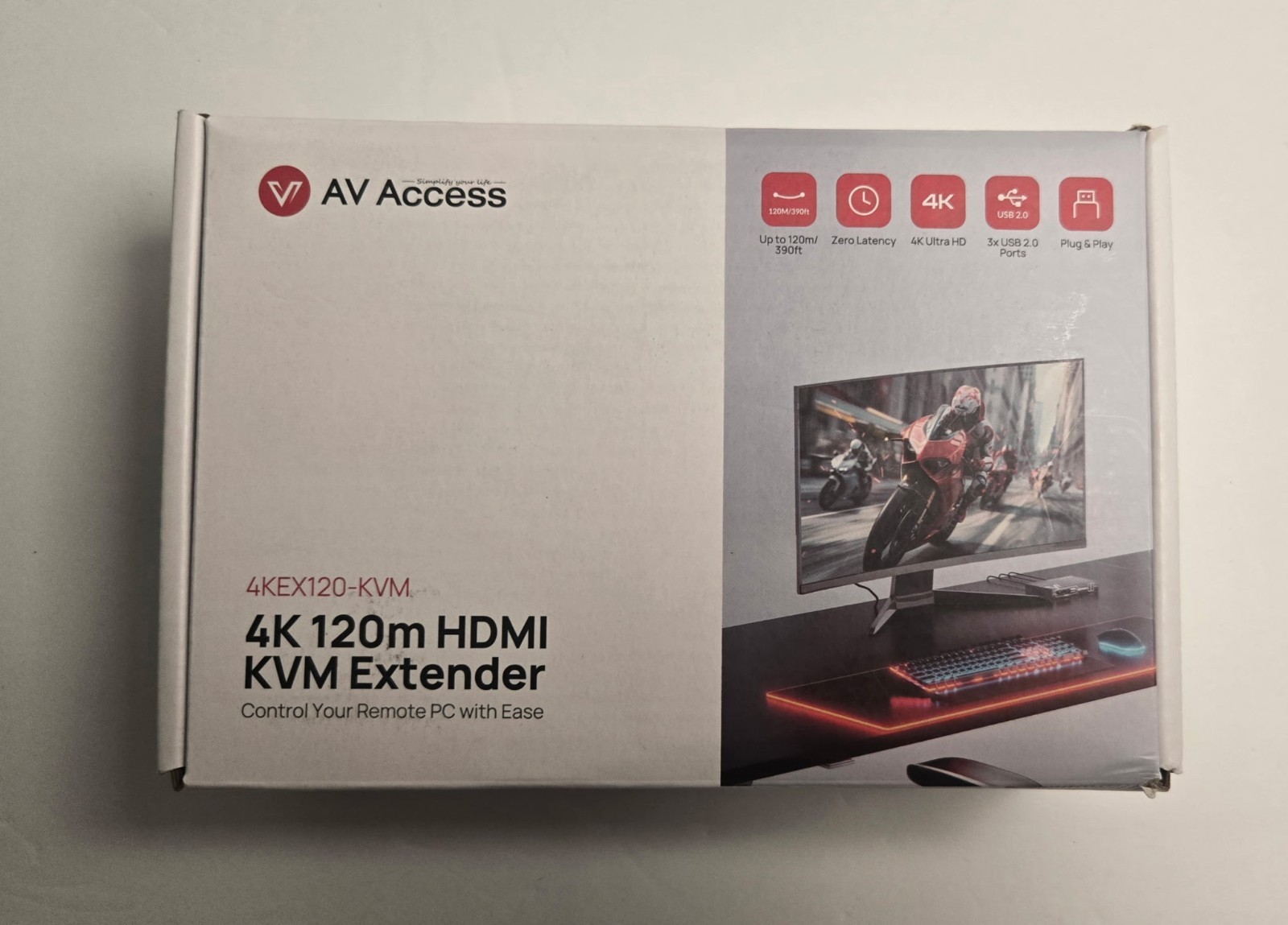 AV Access 4K HDMI KVM Extender over IP, 120m/394ft Over Ethernet(B)
