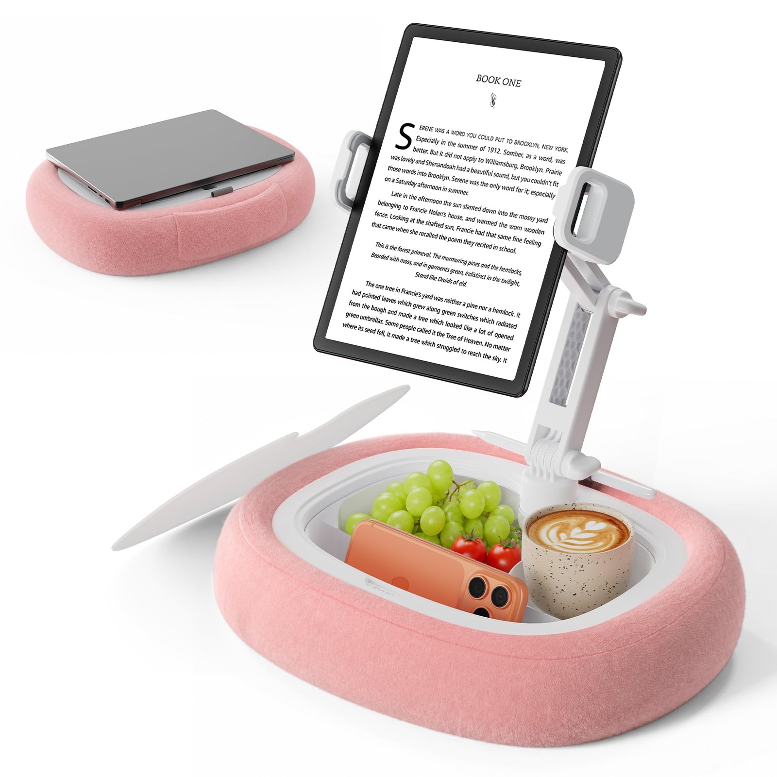 Kindle Tablet Pillow Stand Accessories for Bed Reading, with 3 Trays