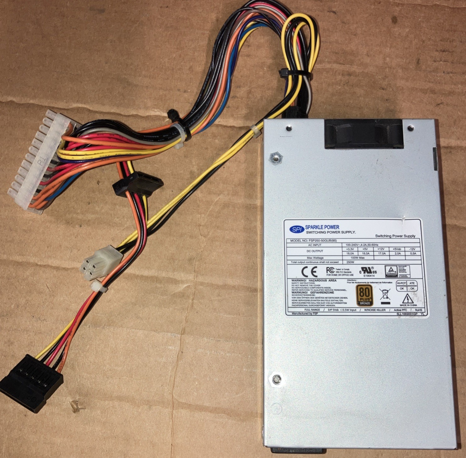 Tested Good Sparkle FSP250-50GUB (85) 250W 1U Server Power Supply PSU ITX TESTED