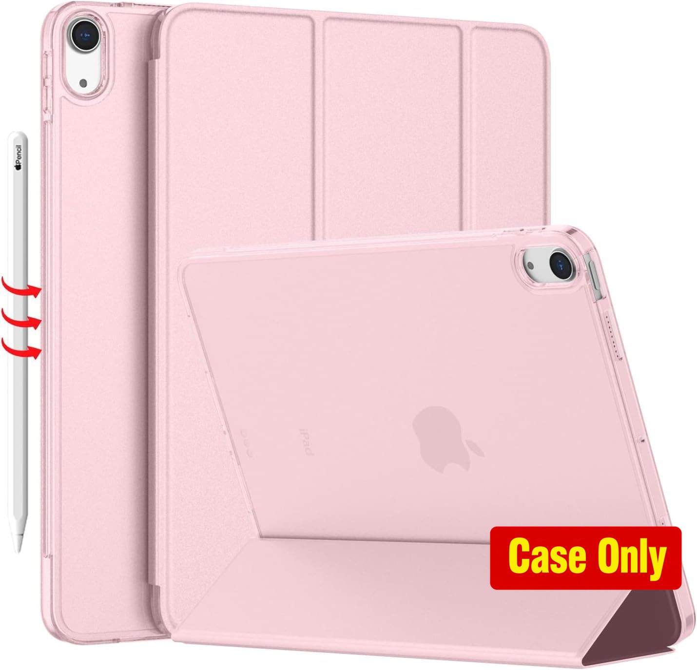 Slim Case for iPad Air 11 Inch 2022, Translucent Back Shell, Lightweight, Pink