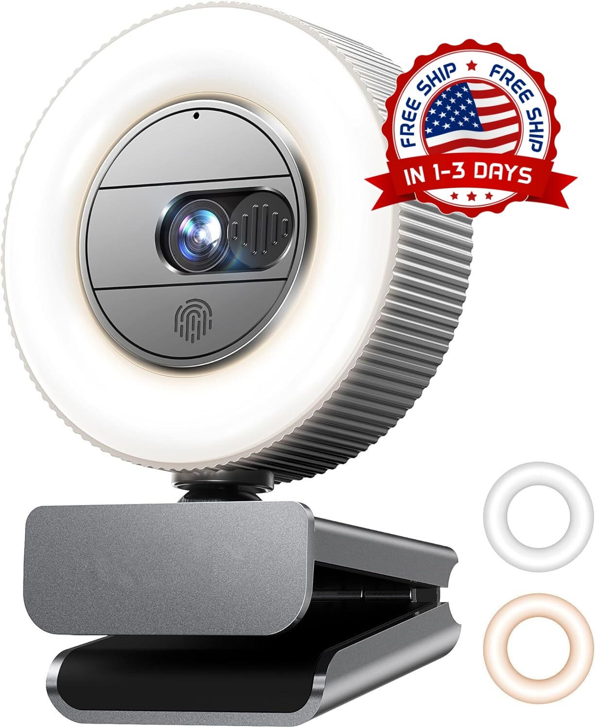 Cámara web Quad HD 2K para PC con micrófono luz y cubierta de privacidad US NEW