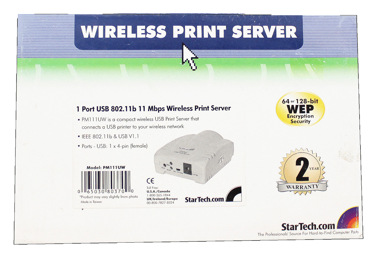 StarTech.com 1-Port Wireless USB Network Print Server 