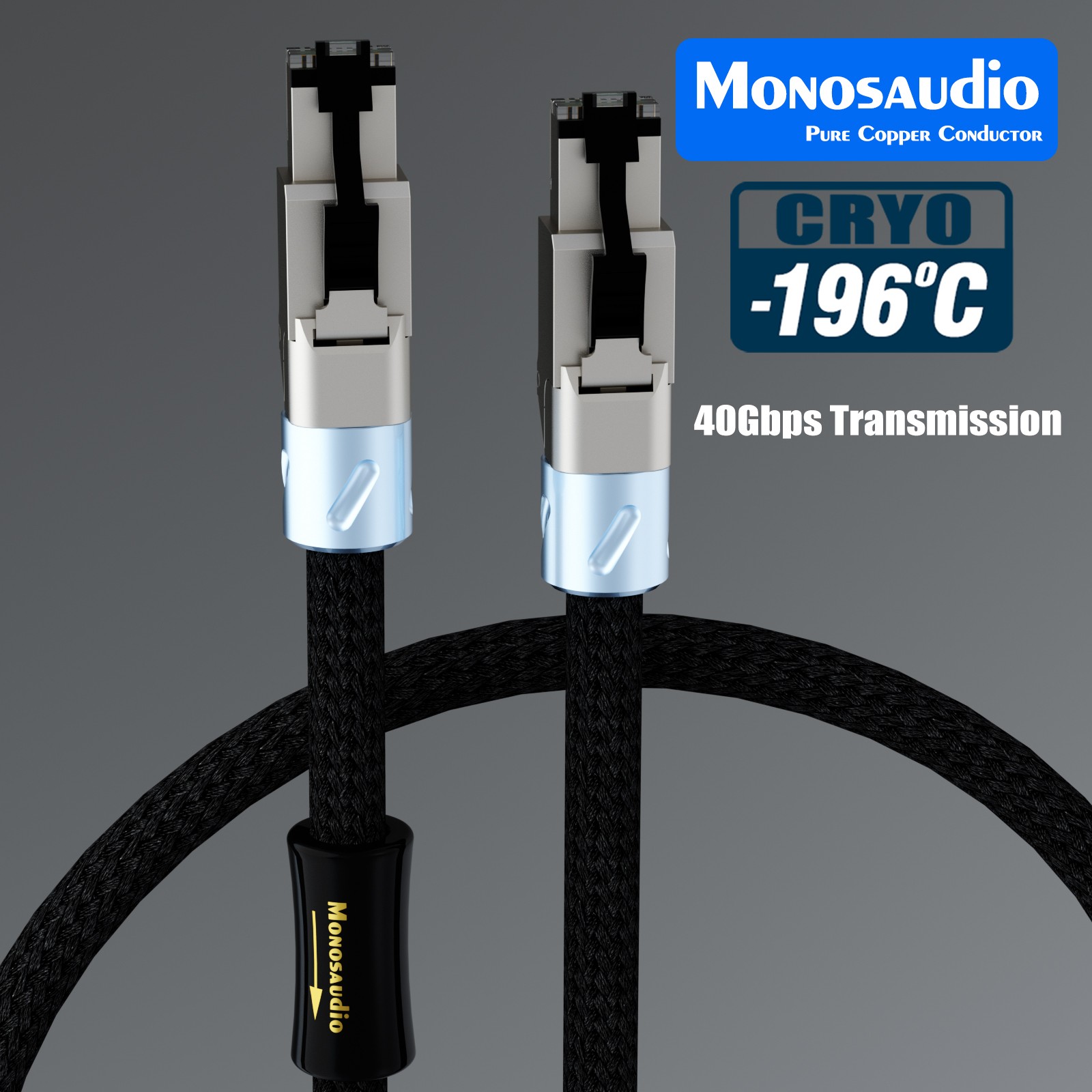 CAT8 Pure Solid Silver Gaming Cable - 40Gbps Hi-end Low-Latency Pro Network Wire