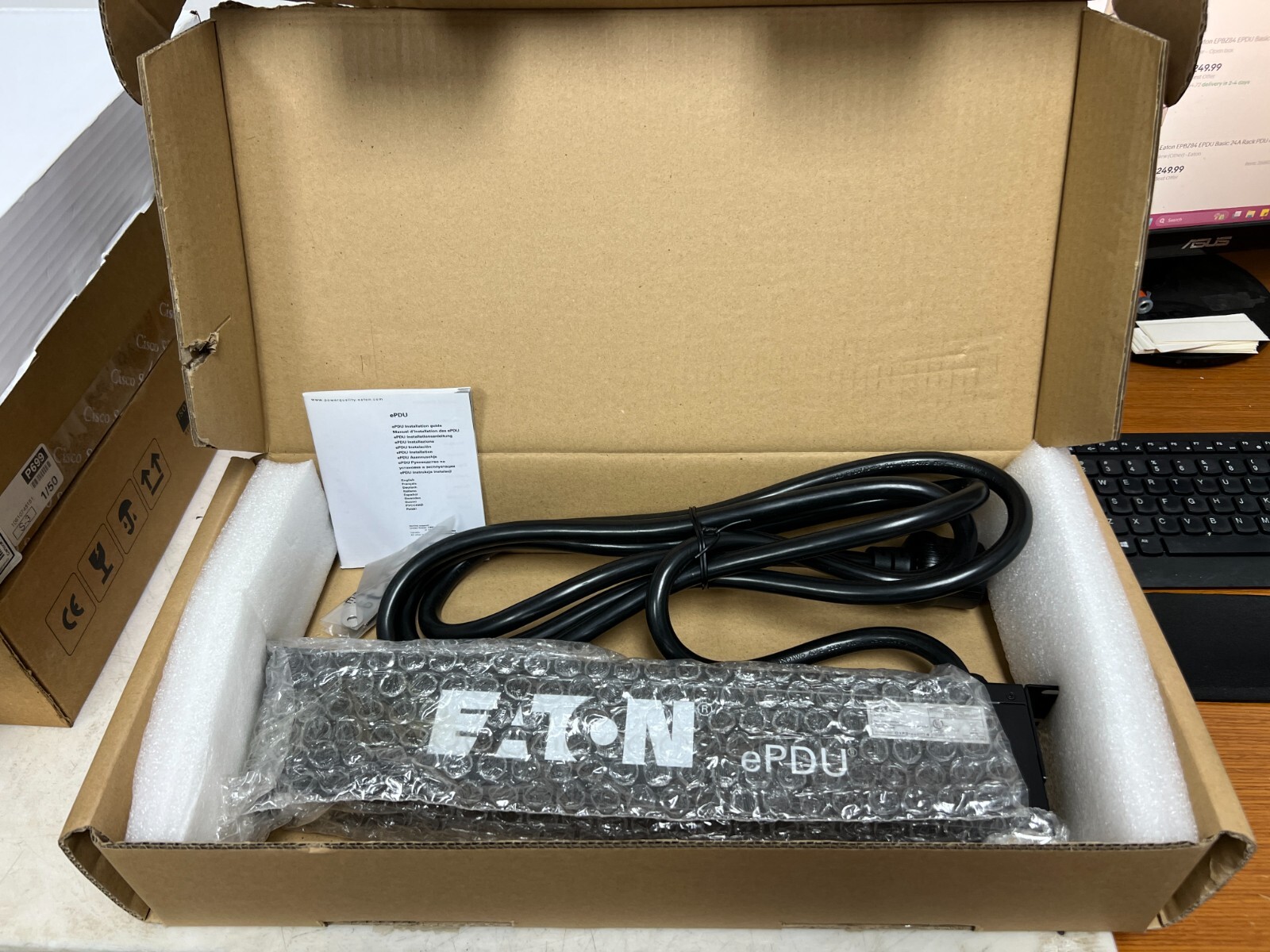 👀 NEW EATON ePDU BASIC 24 AMP DISTRIBUTION RACK 1Ø 2.88 kW MAX 100-127V EPBZ84