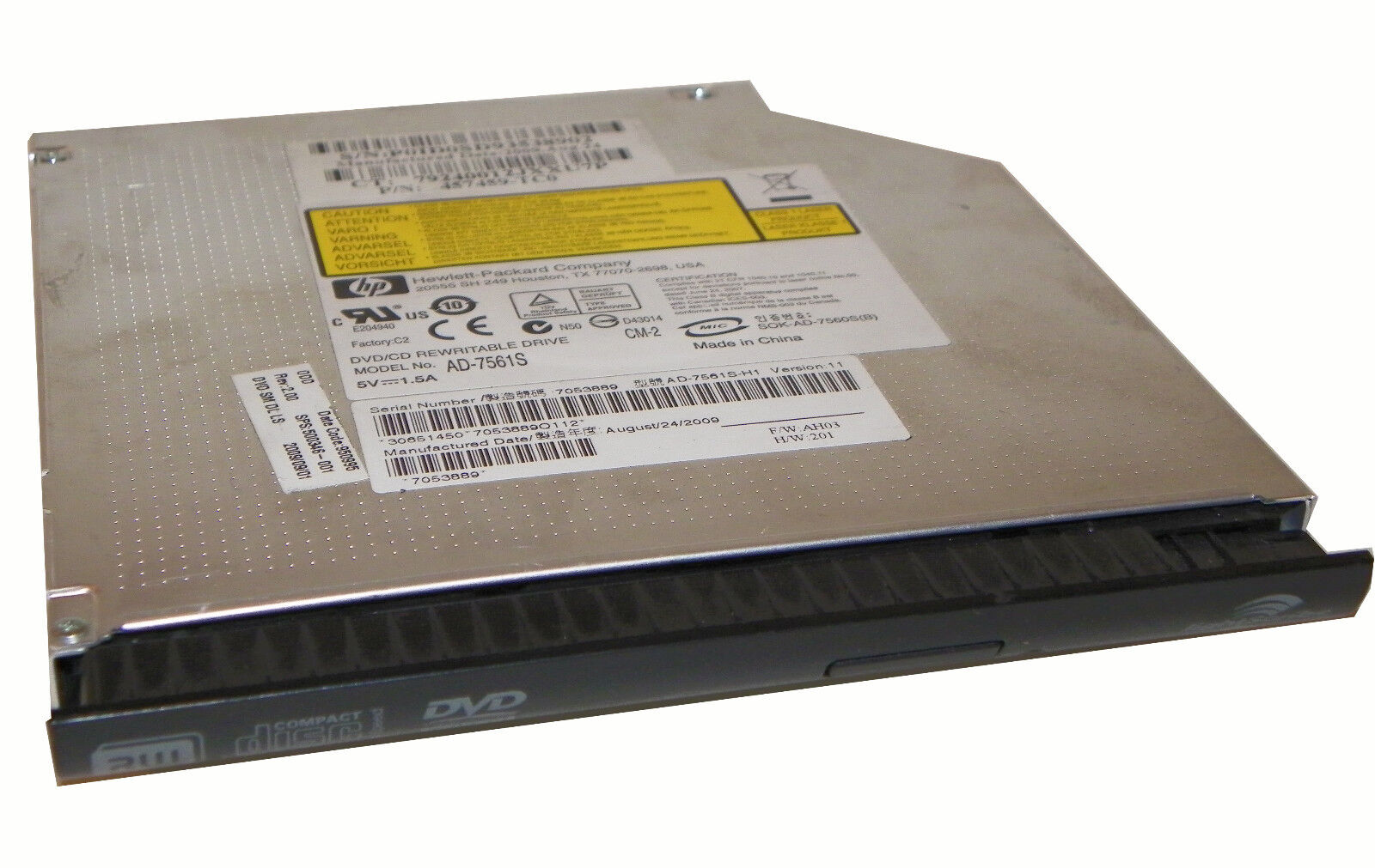 HP DVD+RW Burner Laptop SATA Drive AD-7561S Light-Scribe HP 500346-001