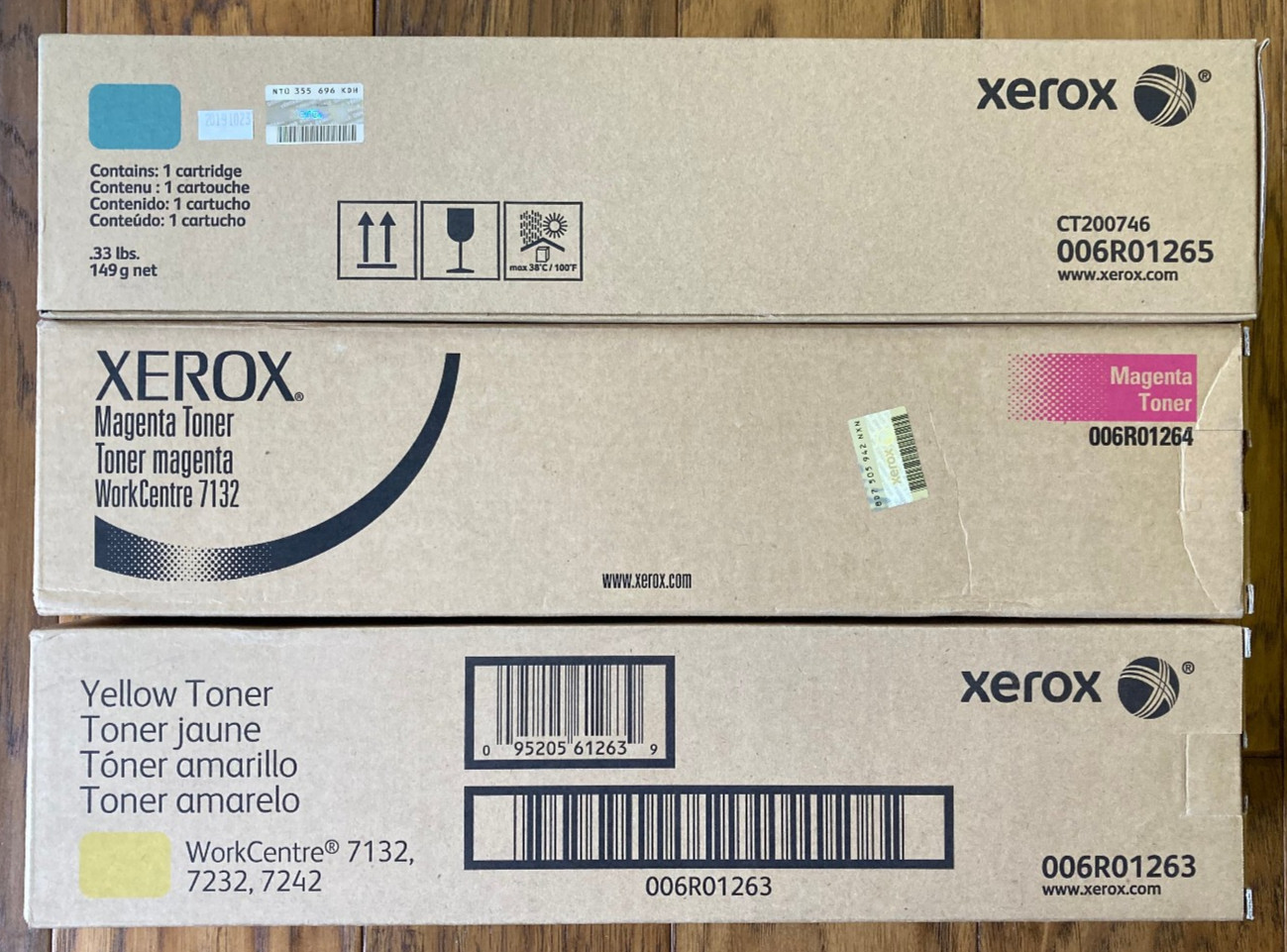 GENUINE Xerox 006R01263, 006R01264, 006R01265 WorkCentre 7132 7232 7242 Toner