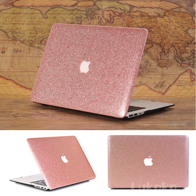 Rose Gold Leather Bling Shiny Glitter Hard Case for MacBook Air Pro 11 12 13 15