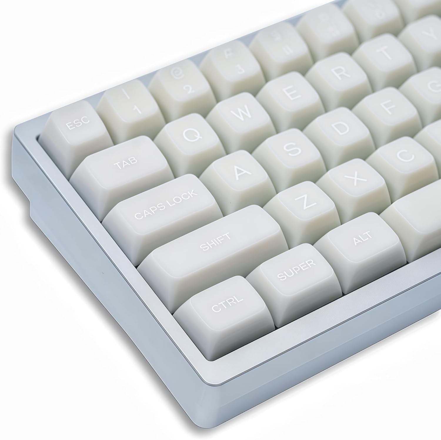 White Jade keycaps Set,Double Shot PBT keycaps 60 75 100 pecent,Ceramic Cream...