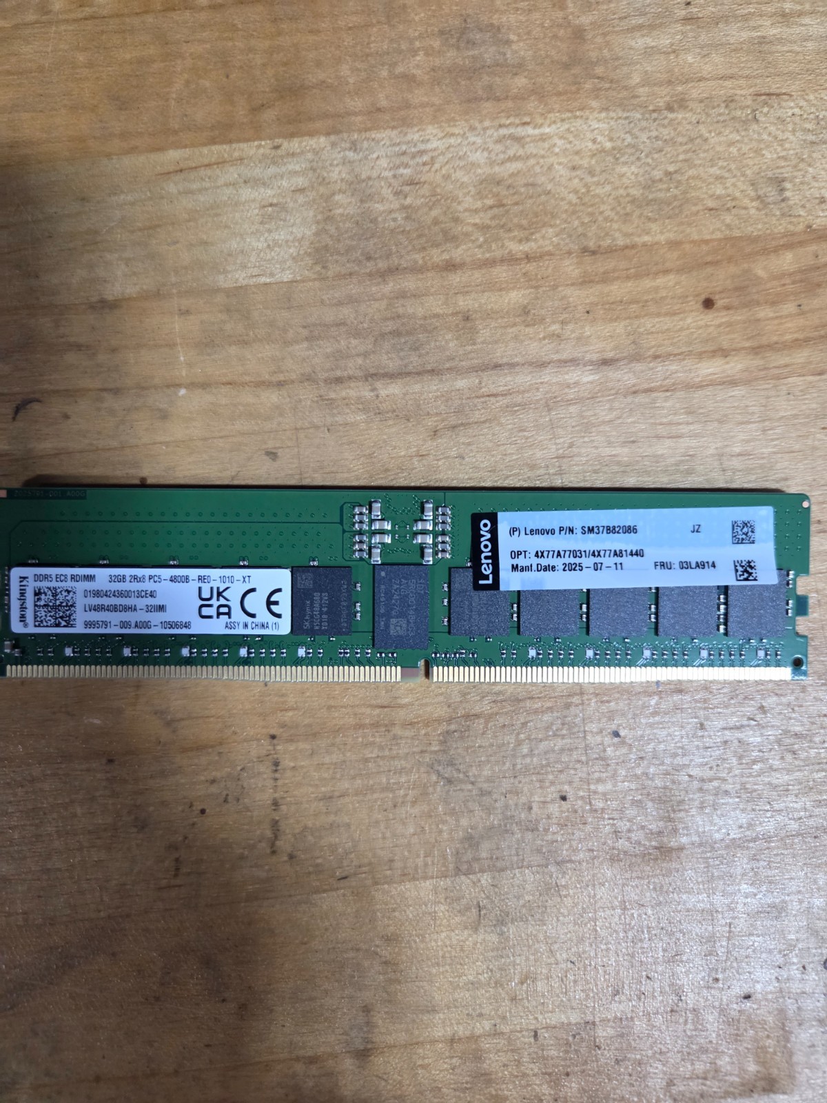 4X77A77031 4X77A81440 LENOVO 32GB 2RX8 TruDDR5-4800 16Gbit RDIMM 03LA914