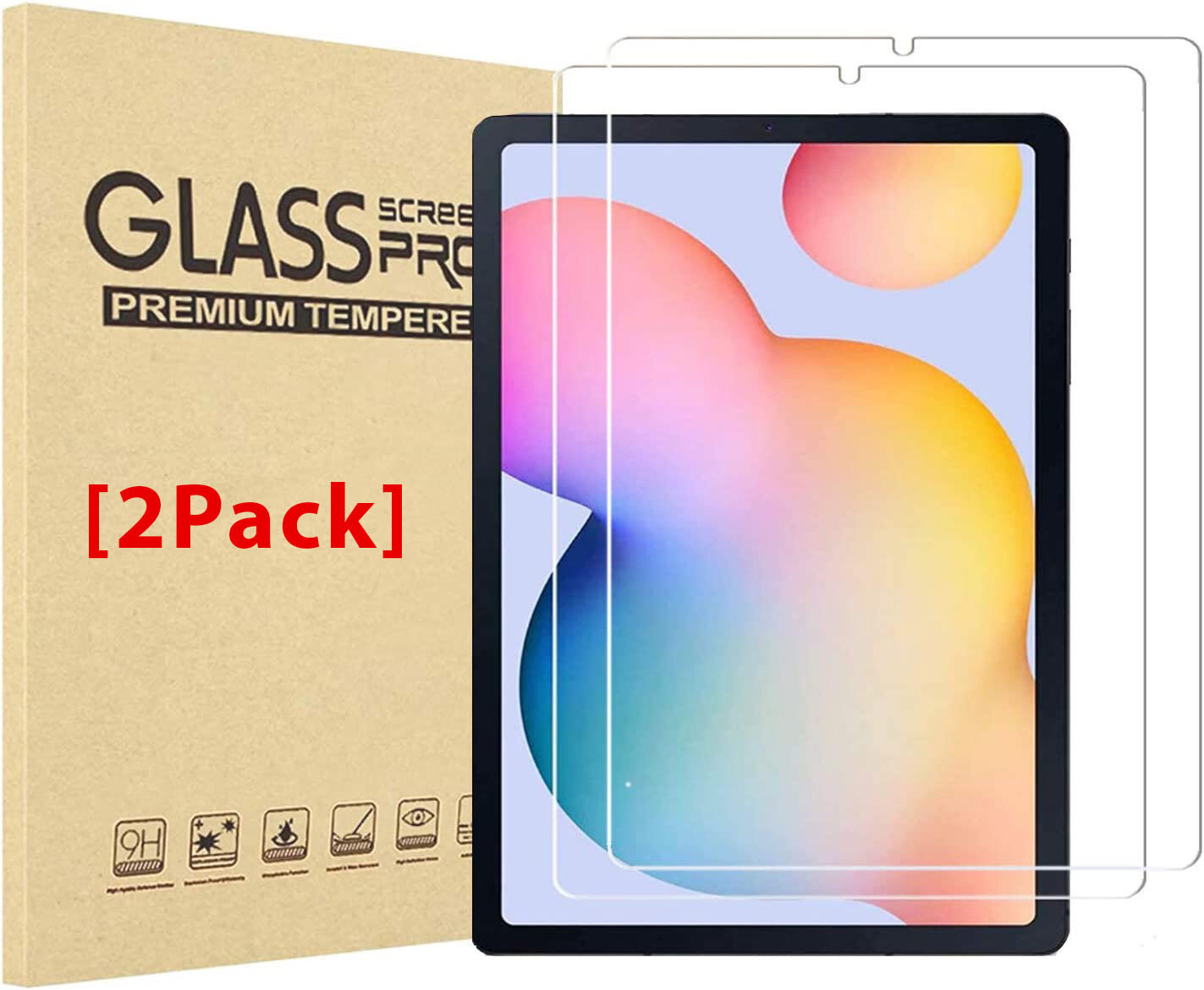 2-Pack Tempered Glass Screen Protector For Samsung Galaxy Tab S6 Lite 10.4" P610
