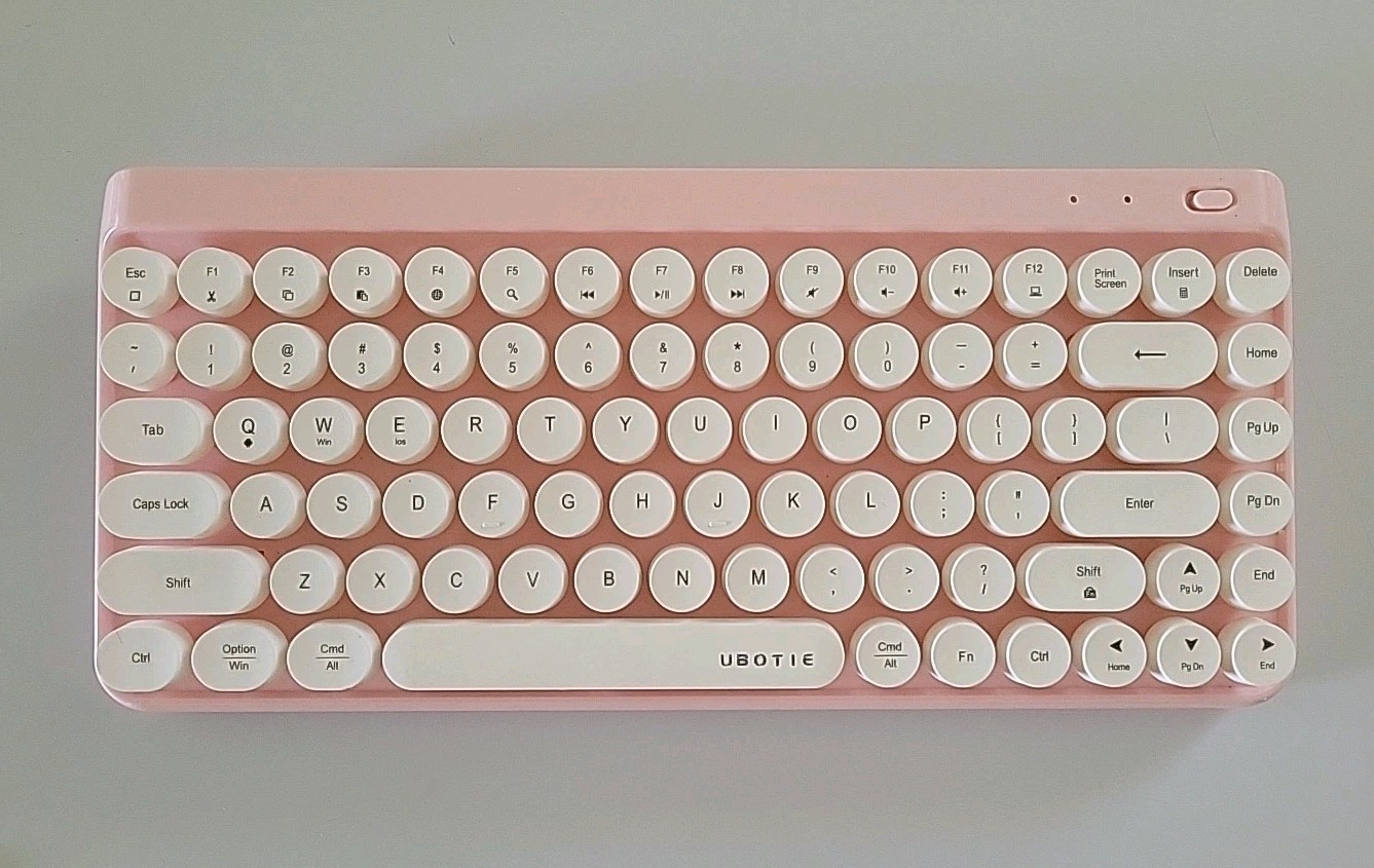 UBOTIE Portable Bluetooth Colorful Pink Keyboard Wireless Mini Compact SK621BT