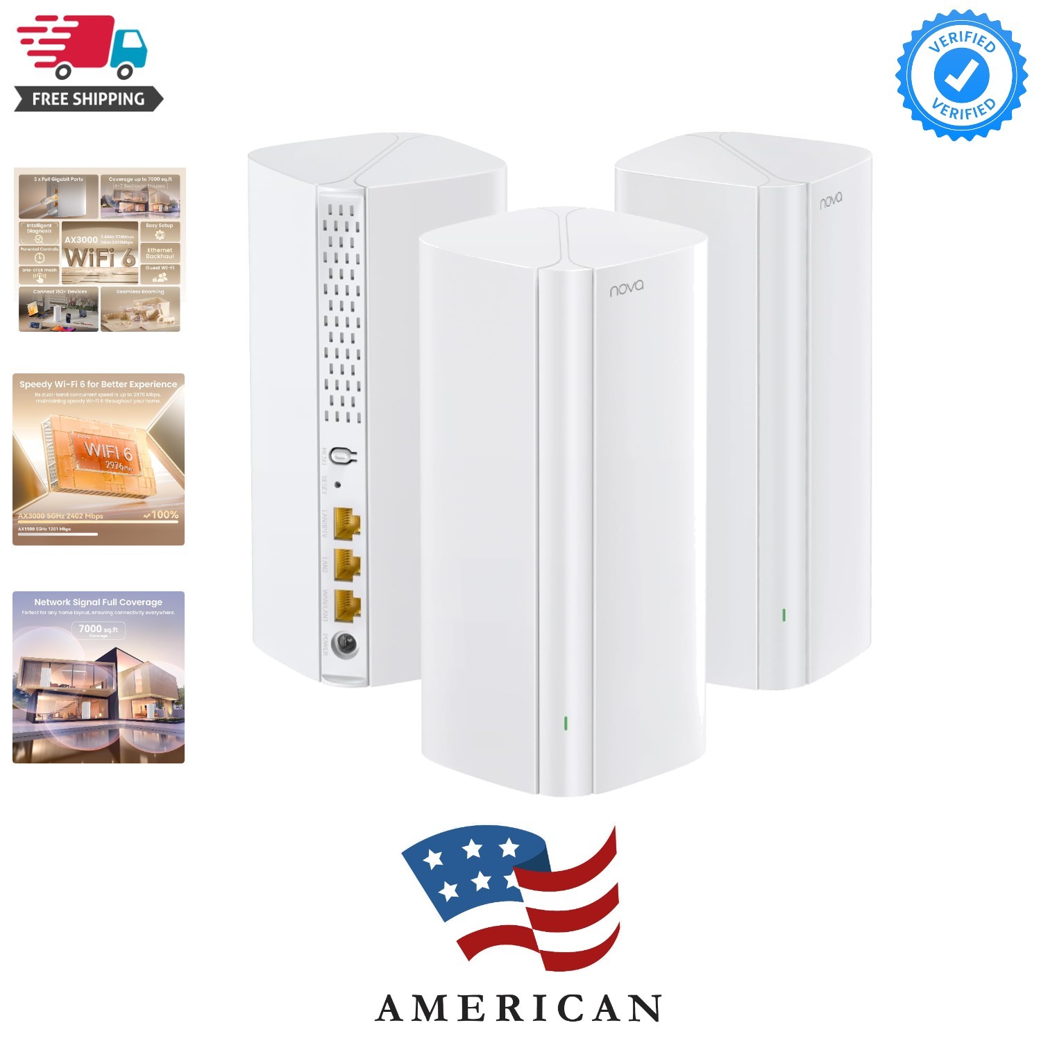 AX3000 WiFi 6 Mesh System Nova MX12– Whole Home Mesh WiFi Coverage up to 7,00...
