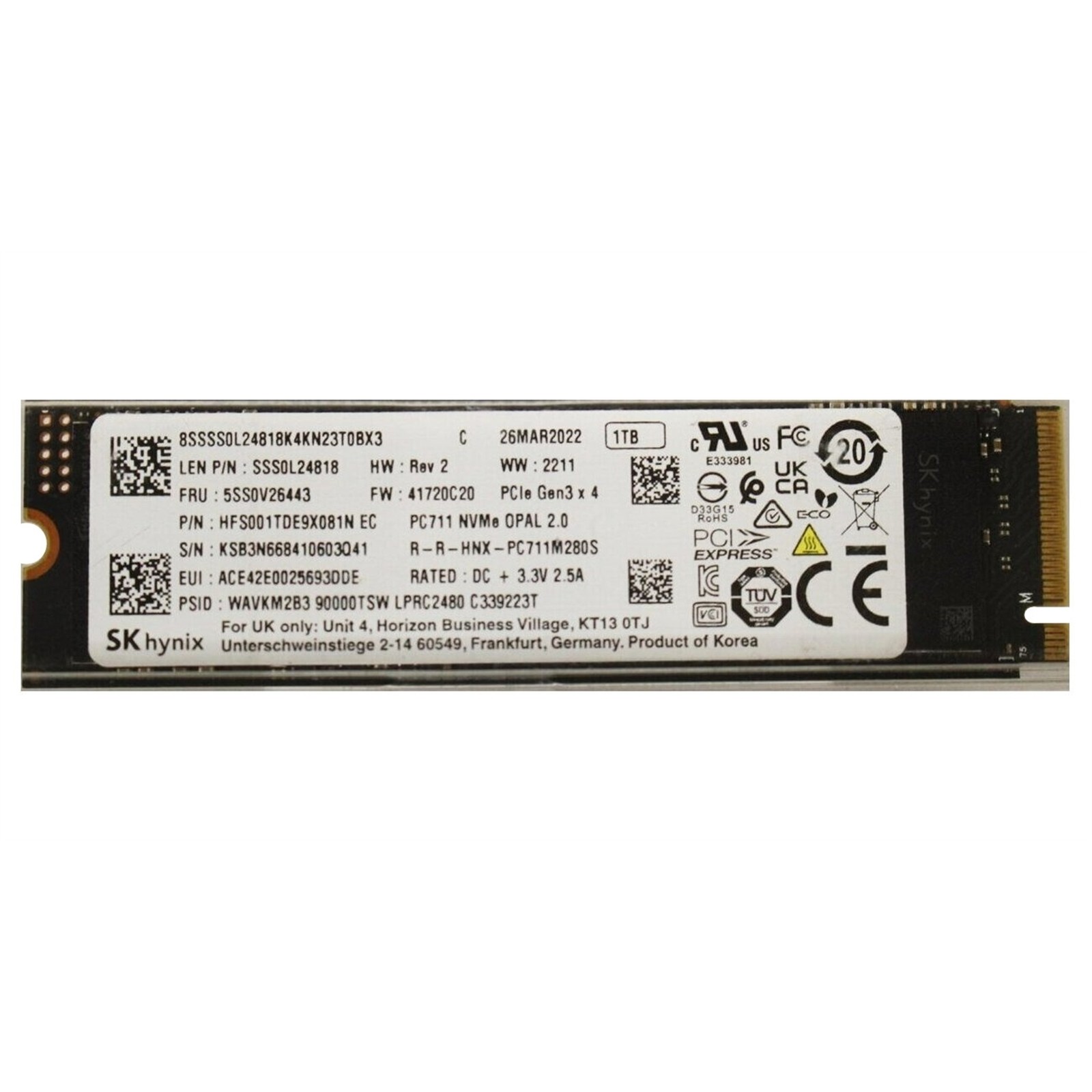 SK Hynix 1TB M.2 NVMe PCIe 3.0 SSD PC711