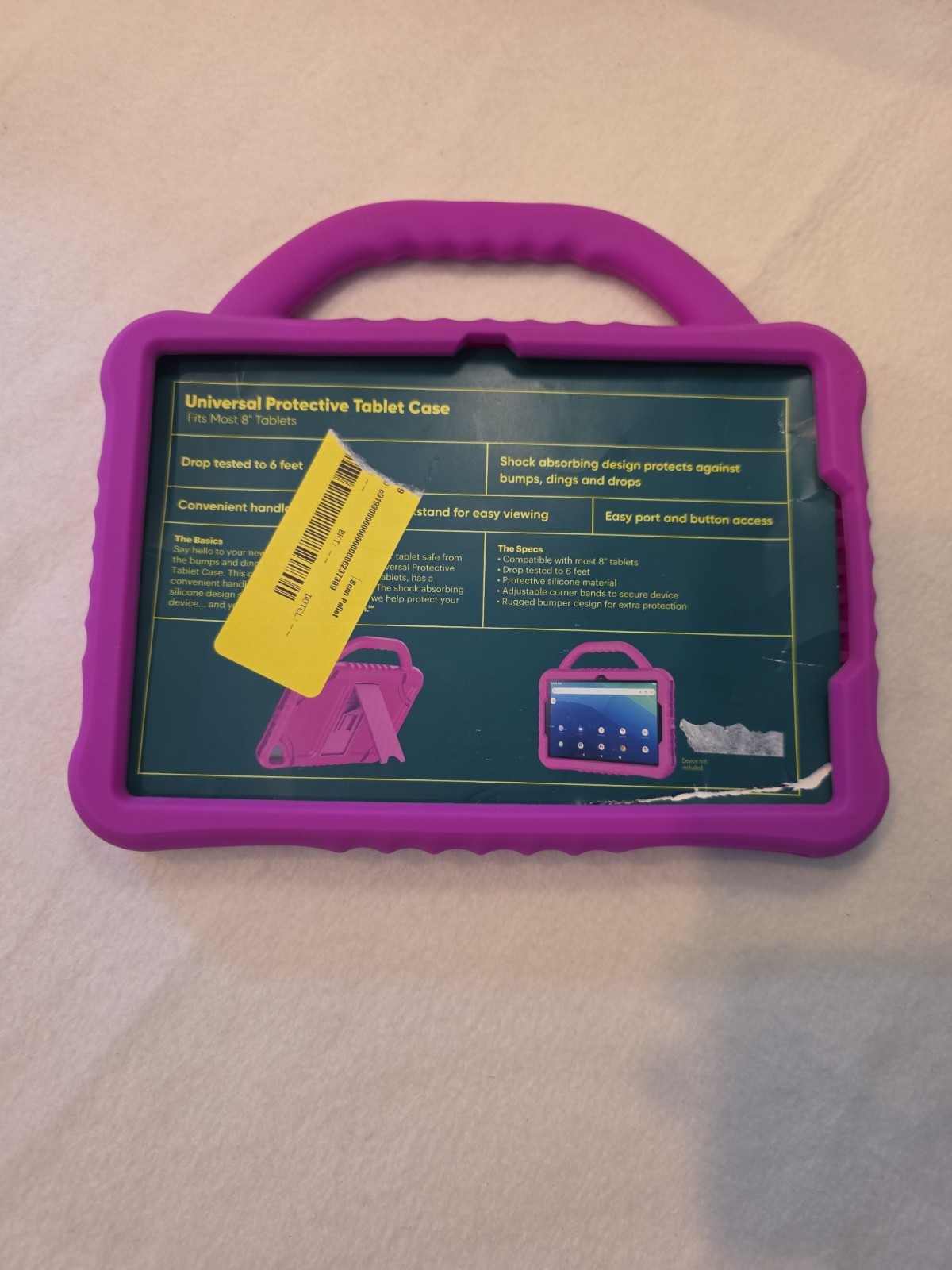 8" Protect Onn Universal Purple Silicone Tablet Case With Kids Handle 