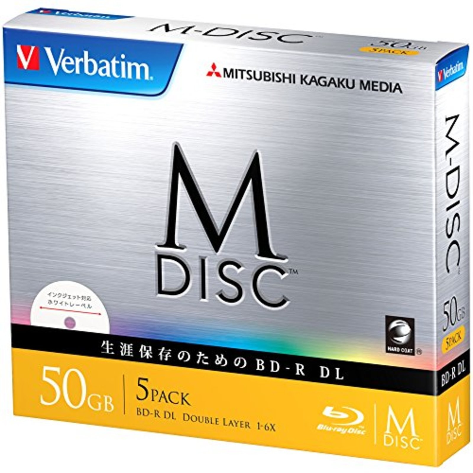 Mitsubishi Verbatim M-DISC disc BD-R 50GB x6 5pcs DBR50RMDP5V1 F/S w/Track#