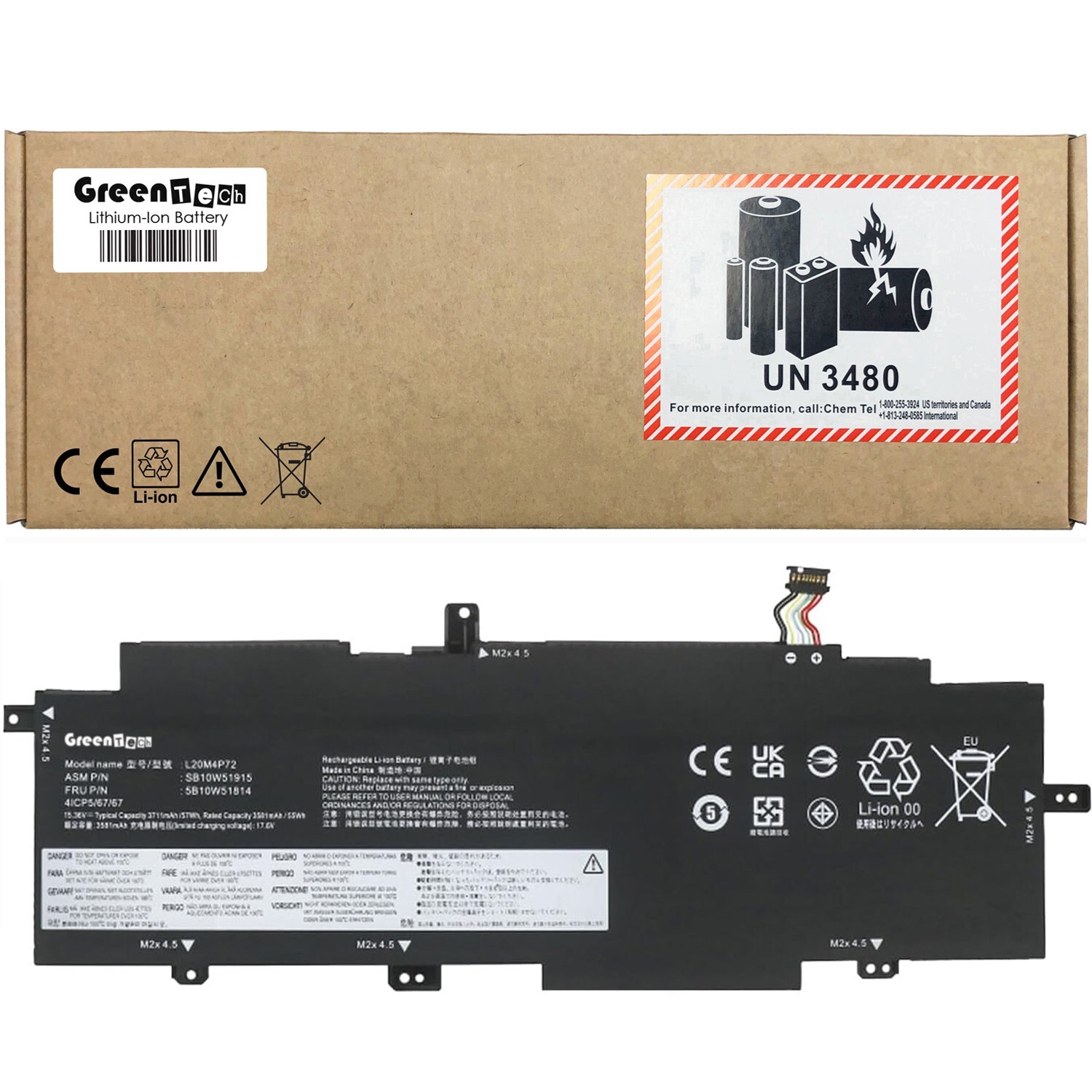 GREENTECH L20M4P72 L20L4P72 BATTERY FOR THINKPAD T14S G2 20WM 54WH 5B10W13976