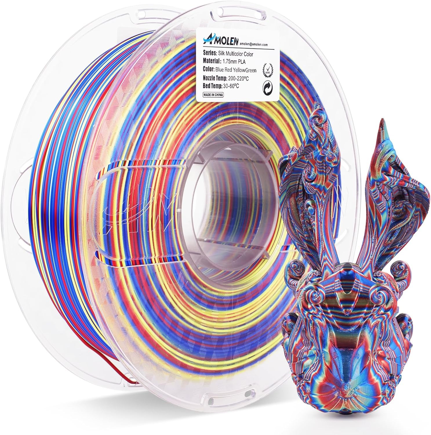3D Printer Filament Bundle, PLA Filament 1.75mm, Dual Color Filament, Silk Re...