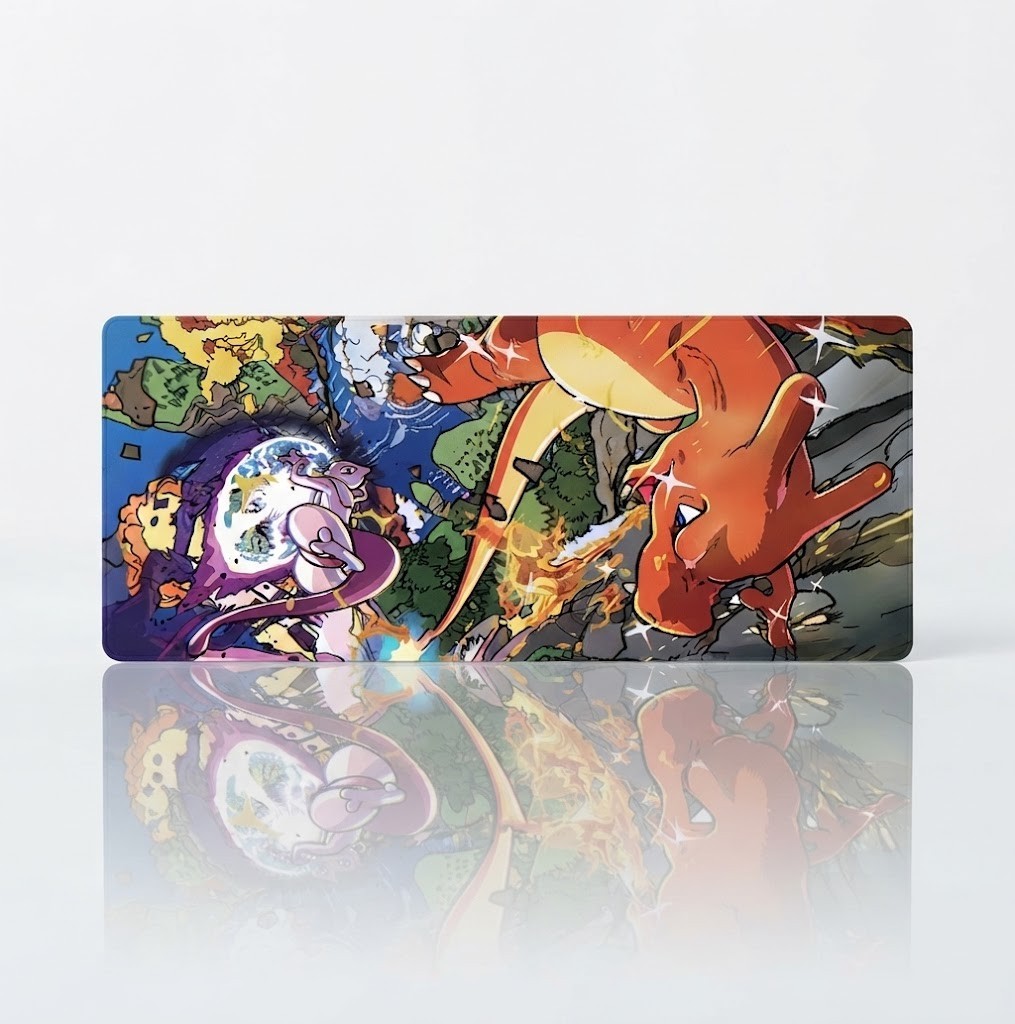 Mewtwo Charizard V Star Art Pokemon Mousepad- 23.6x11.8