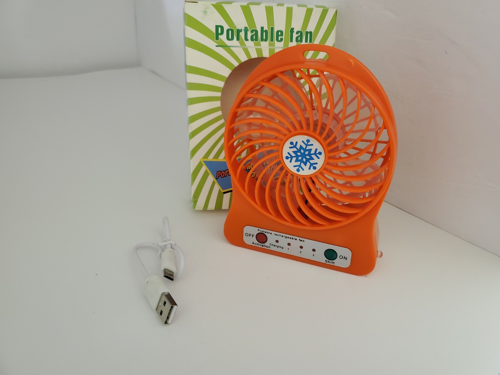 NEW Orange Rechargeable Mini Portable USB High 8 Hr 3 Speed Cooling Fan Y5