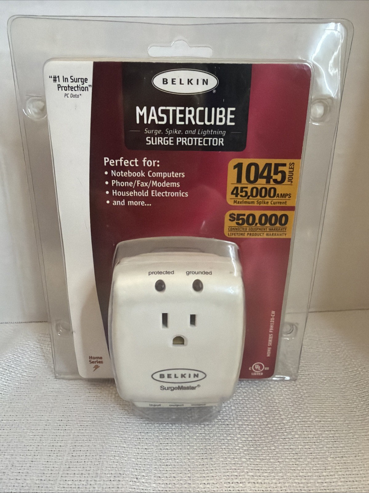 Belkin Mastercube Surge Protector, Model F9H120-CW - Computer, Phone, Fax - NEW