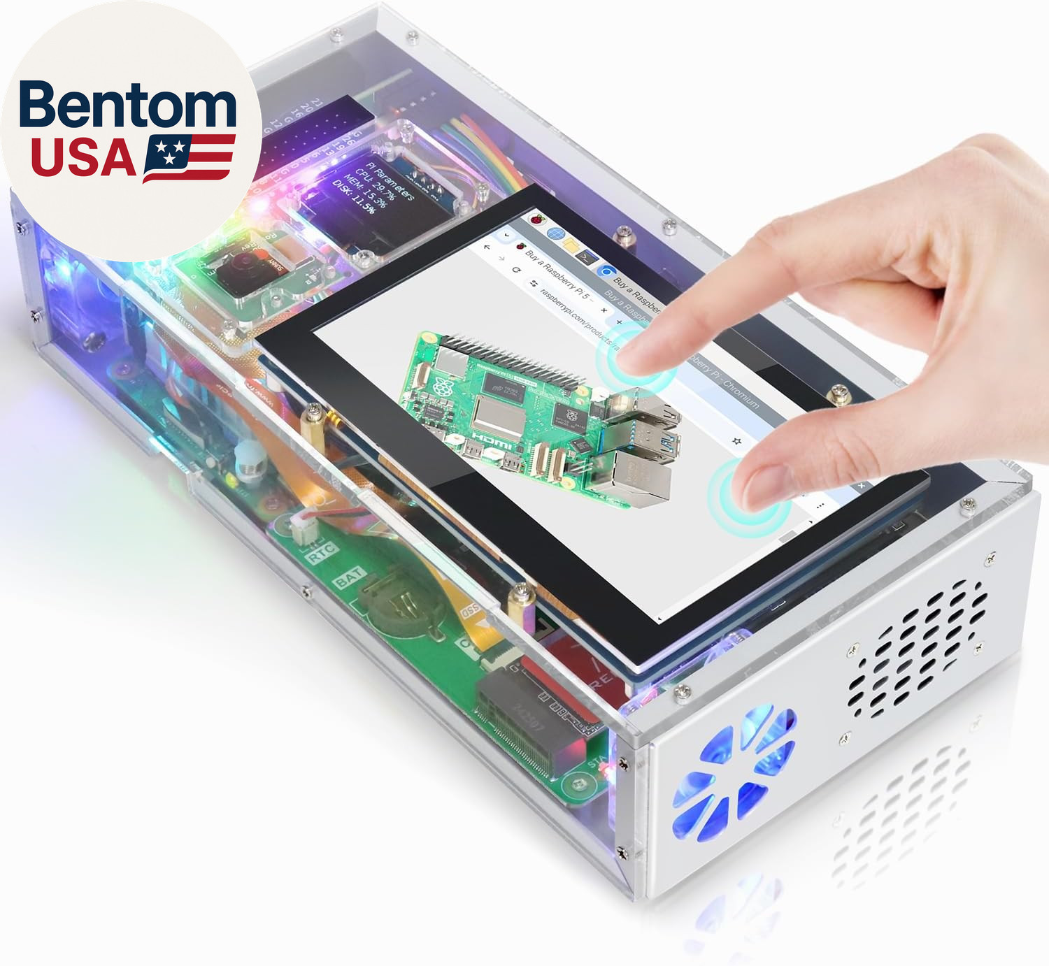 Raspberry Pi 5 Case with Screen (4.3'' Touchscreen), 128GB M.2 Nvme SSD 800 Mb/S