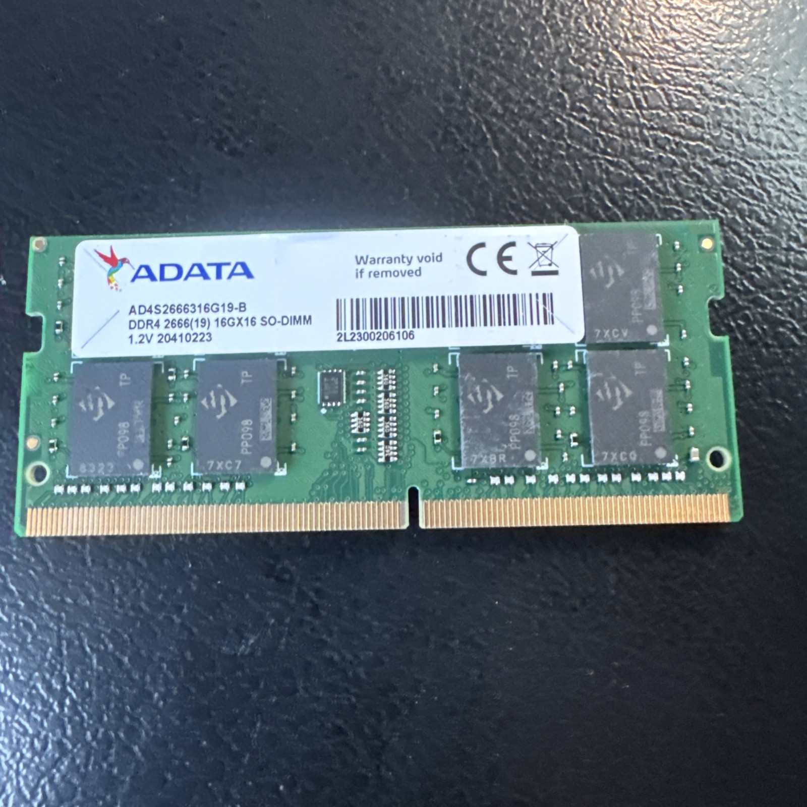 ADATA 16GB DDR4-2666 SO-DIMM Laptop Memory RAM 1.2V CL19 AD4S2666316G19-B