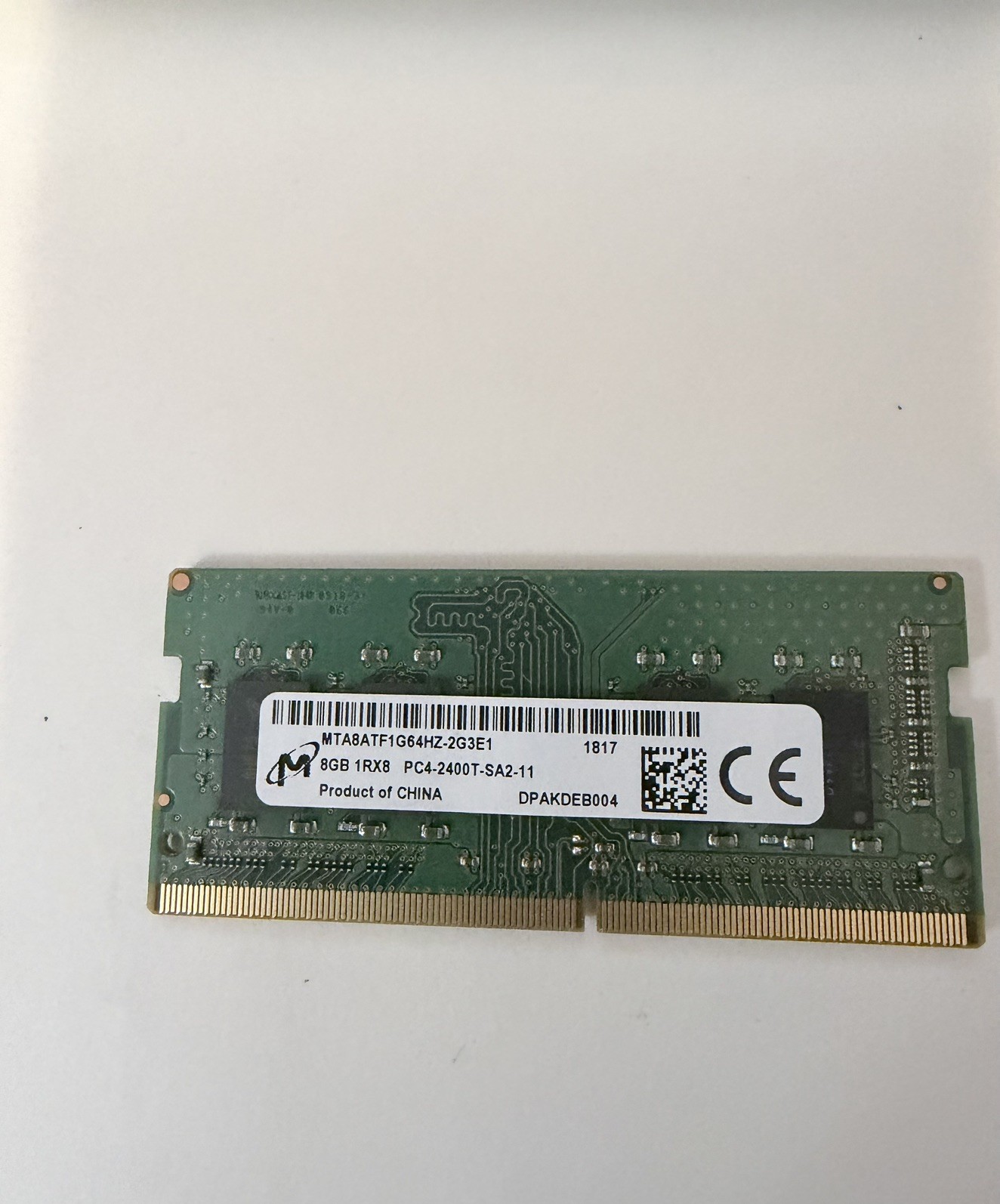 Micron 8GB 1Rx8 DDR4 SDRAM SO-DIMM 2400MHz (PC4-2400T) MTA8ATF1G64HZ-2G3B1