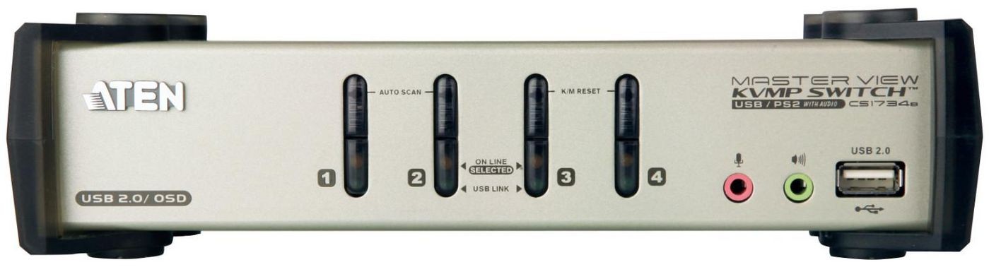 Aten CS1734B-AT-G 26353 4-Port USB KVM (Five In One) 4-Port - PS/2 VGA Switch ~E~