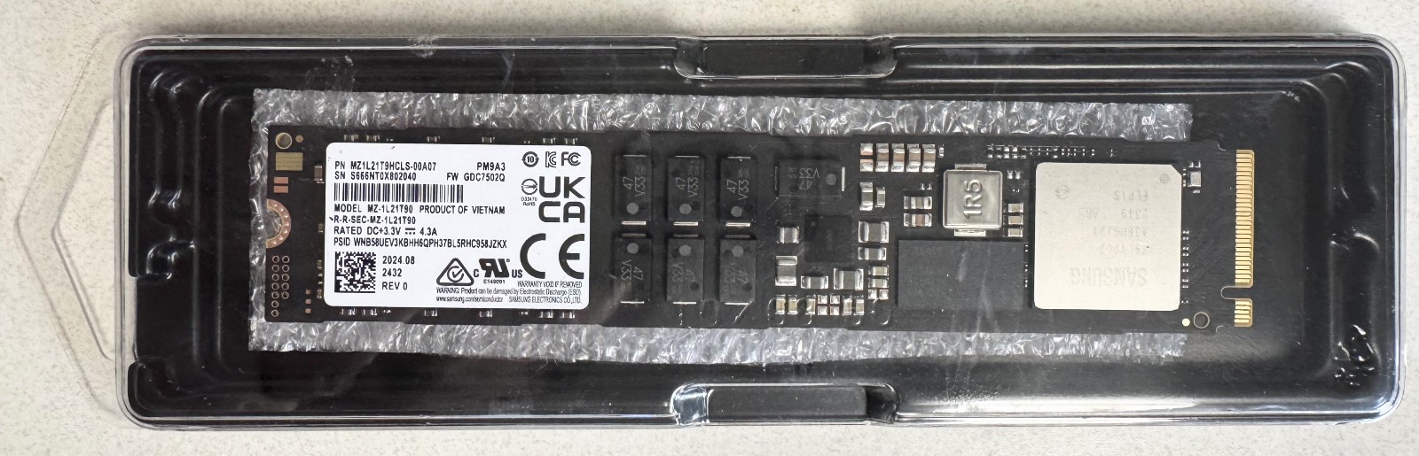 Samsung PM9A3 1.92TB 2TB NVMe M.2 22110 MZ-1L21T90 MZ1L21T9HCLS - NEW