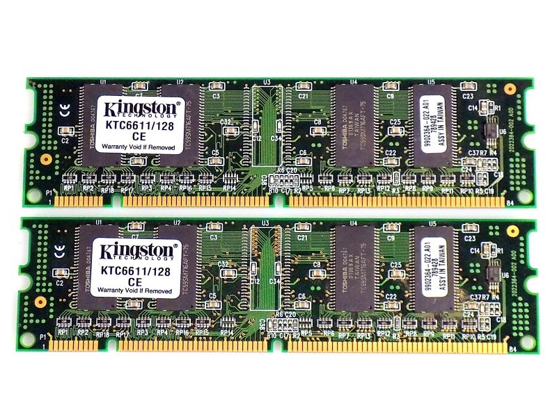 256MB (2x128MB) Kingston KTC6611/128 SDRAM 100Mhz PC100 UDIMM Memory