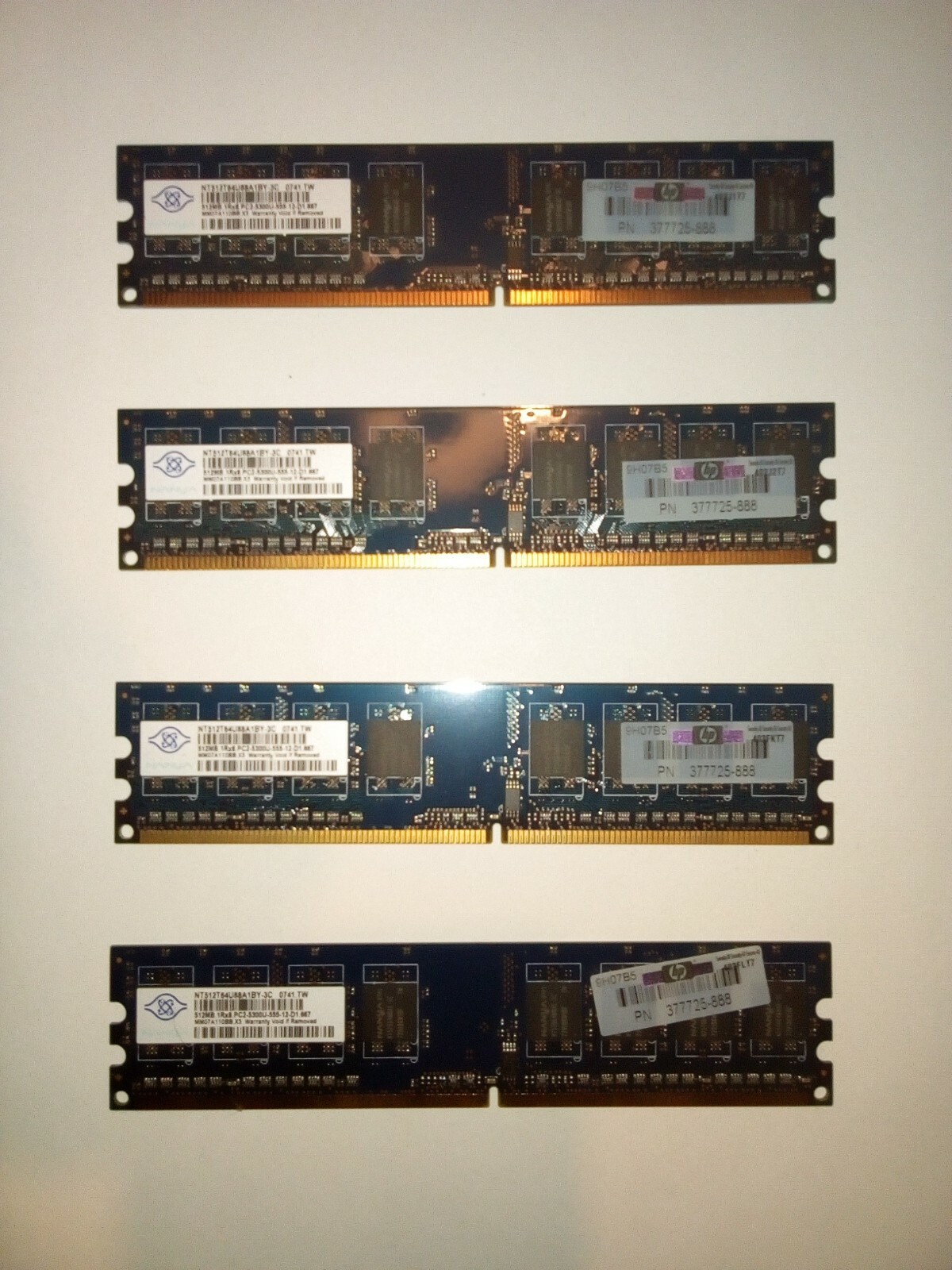 2GB (4X512MB) Nanya NT512T64U88A1BY-3C 512MB PC2-5300 667MHz DDR2 RAM 377725-888