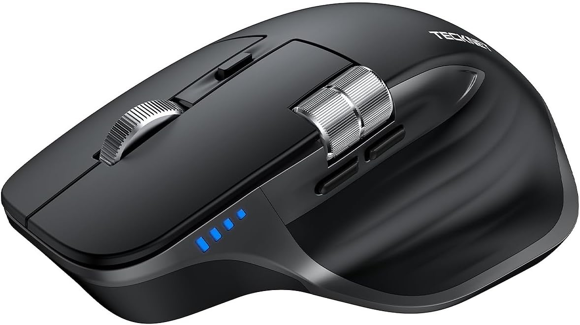 TECKNET Wireless Mouse, Bluetooth Mouse (BT5.3/5.0 & 2.4G) Rechargeable Ergonomi