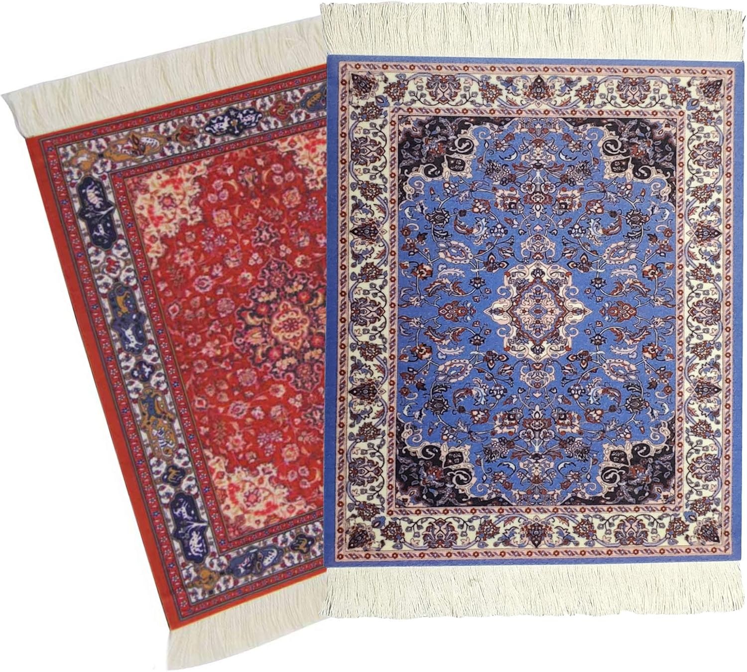 Rug Mouse Pad, 2 Pack Woven Rug Bohemian Style Carpet Mouse Pad for Table Décor